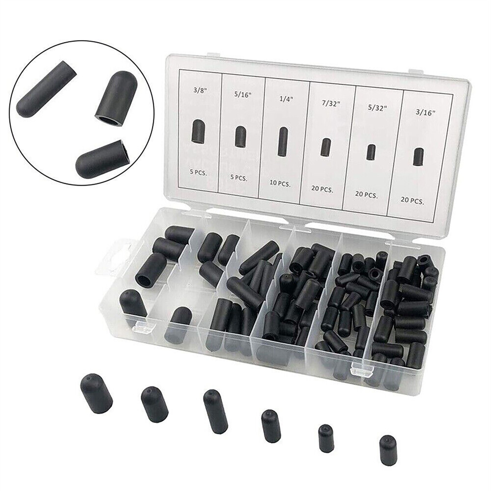 80pcs Silicone Hose Cap Vacuum Cap Block Off Assortment Kit For Manifold
