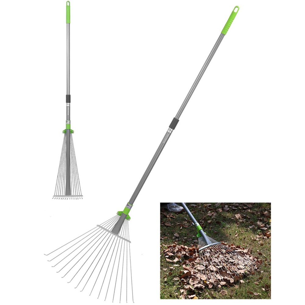 WORKPRO Heavy Duty Leaf Rake Telescopic 32"-63" Adjustable Metal Gardening Rakes