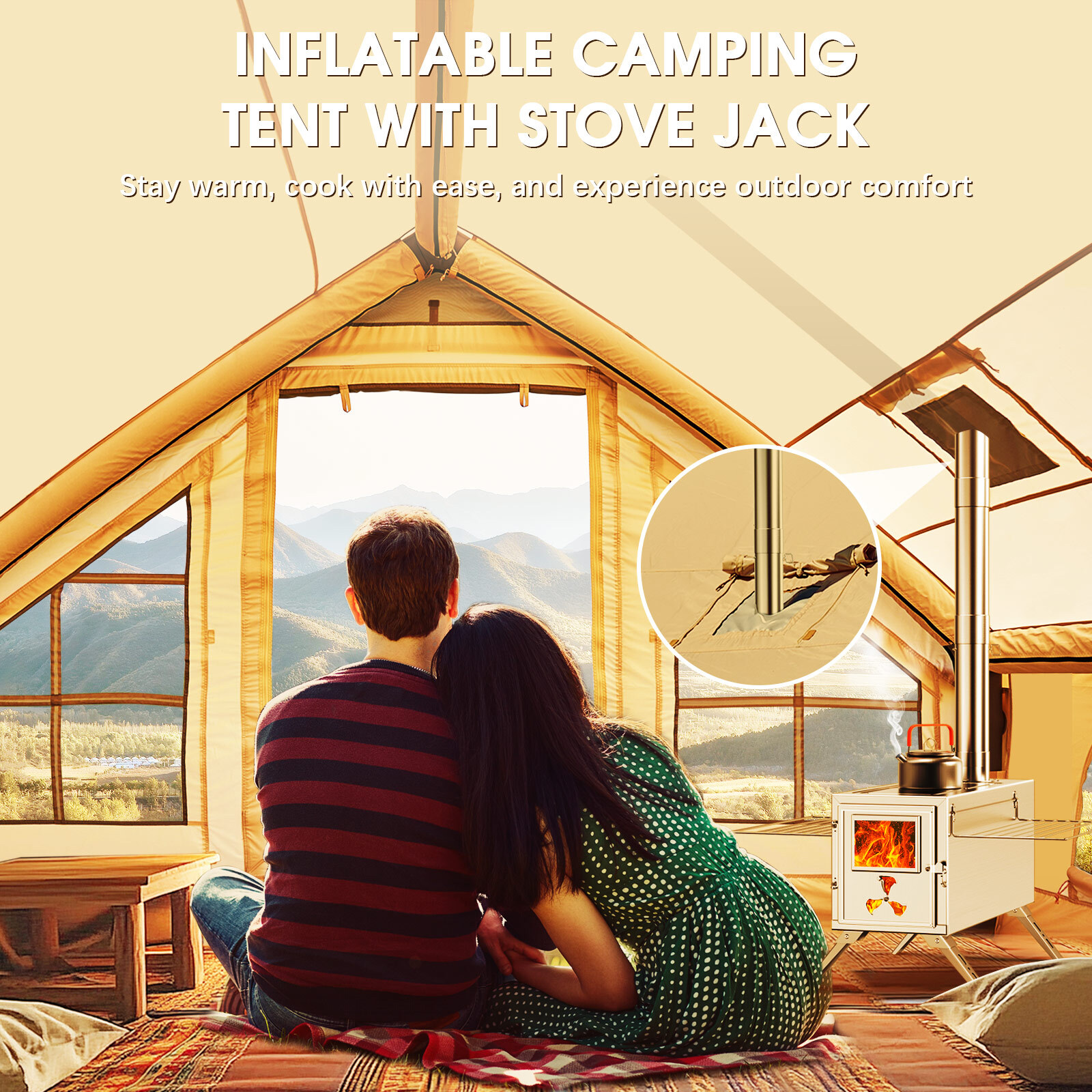 NAIZEA Inflatable Tents for Camping, Blow Up Tent & Hand Pump Stove Jack 6Person