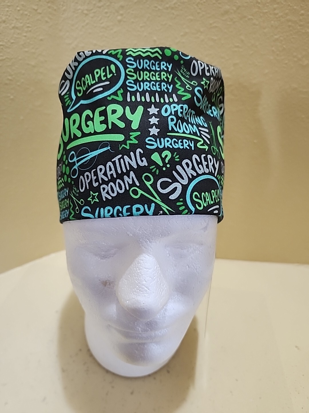 Surgery OR Scribble Men's Skull/Chemo Surgical Scrub Hat/Cap Handmade