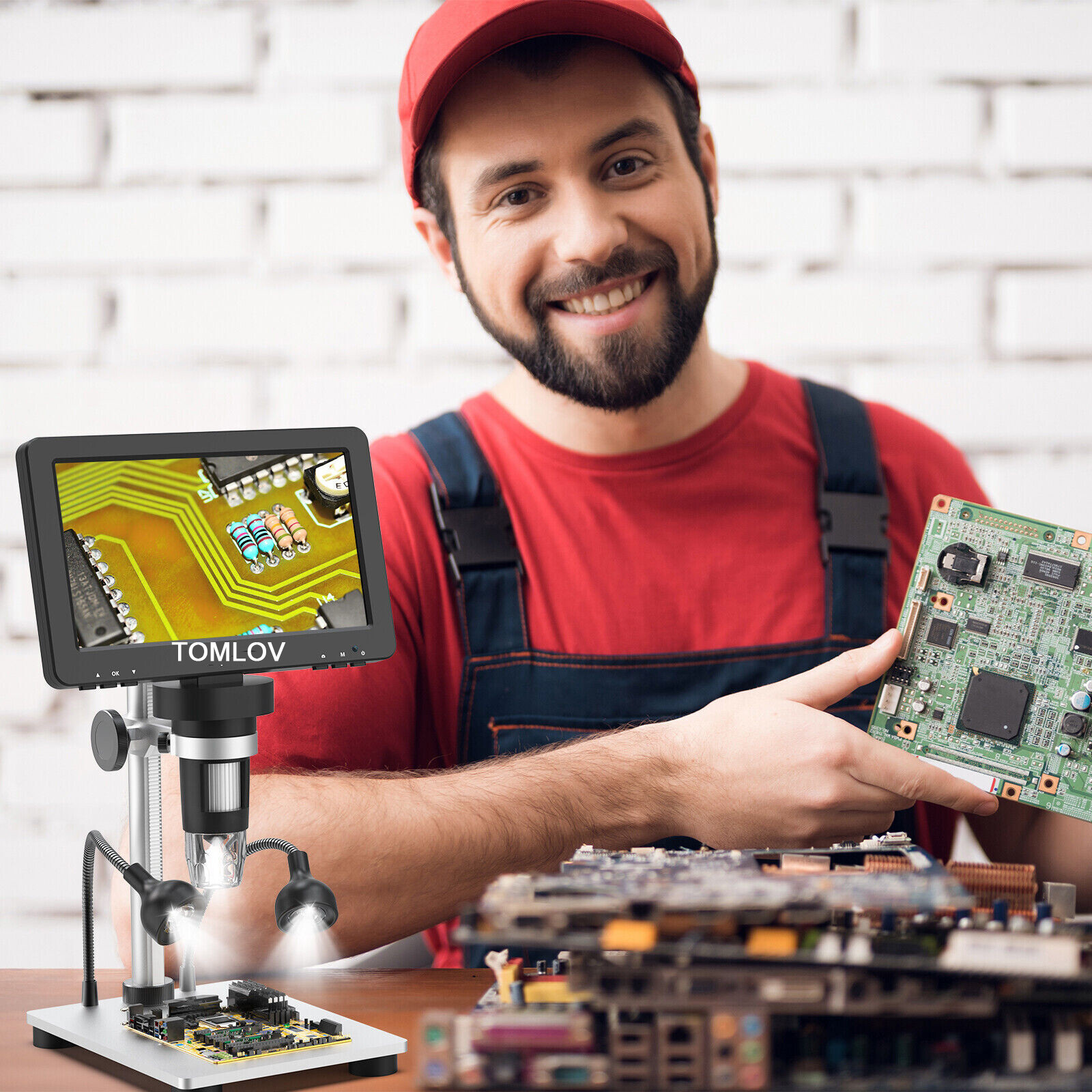 TOMLOV Digital Magnifier 1200X 7'' Coin Microscope camera Soldering Microscope