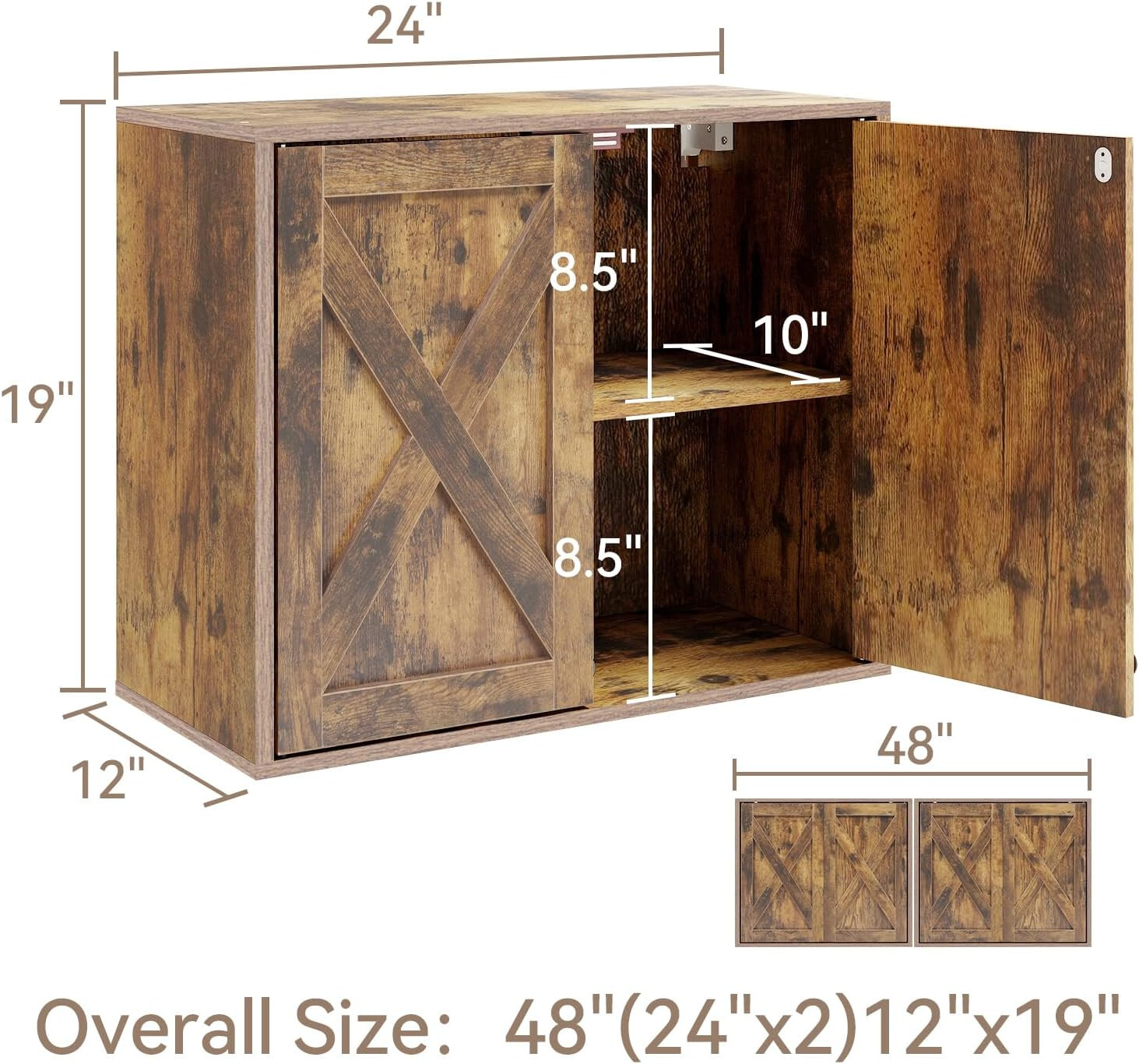 Wall Mounted Cabinet Set of 2 with Shelves | Kitchen & Laundry Storage Solution