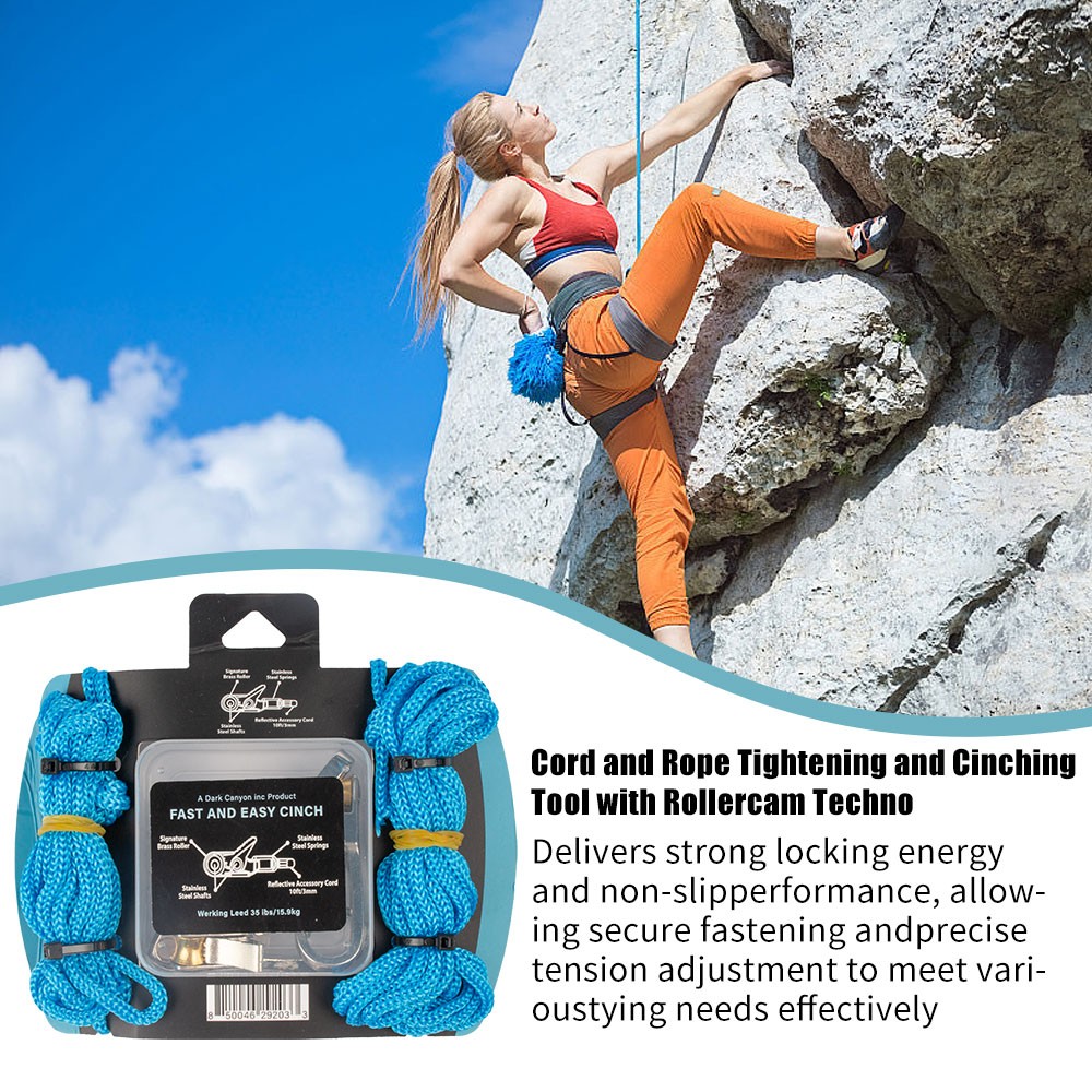 6 Hooks Rope with Roller Tensioner Lock Buckle Tie Down Rope Cargo Tightening