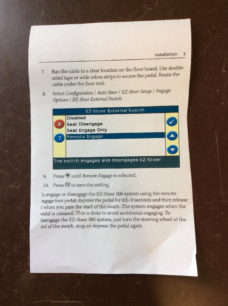 Ag Leader Trimble EZ-Steer footswitch NEW