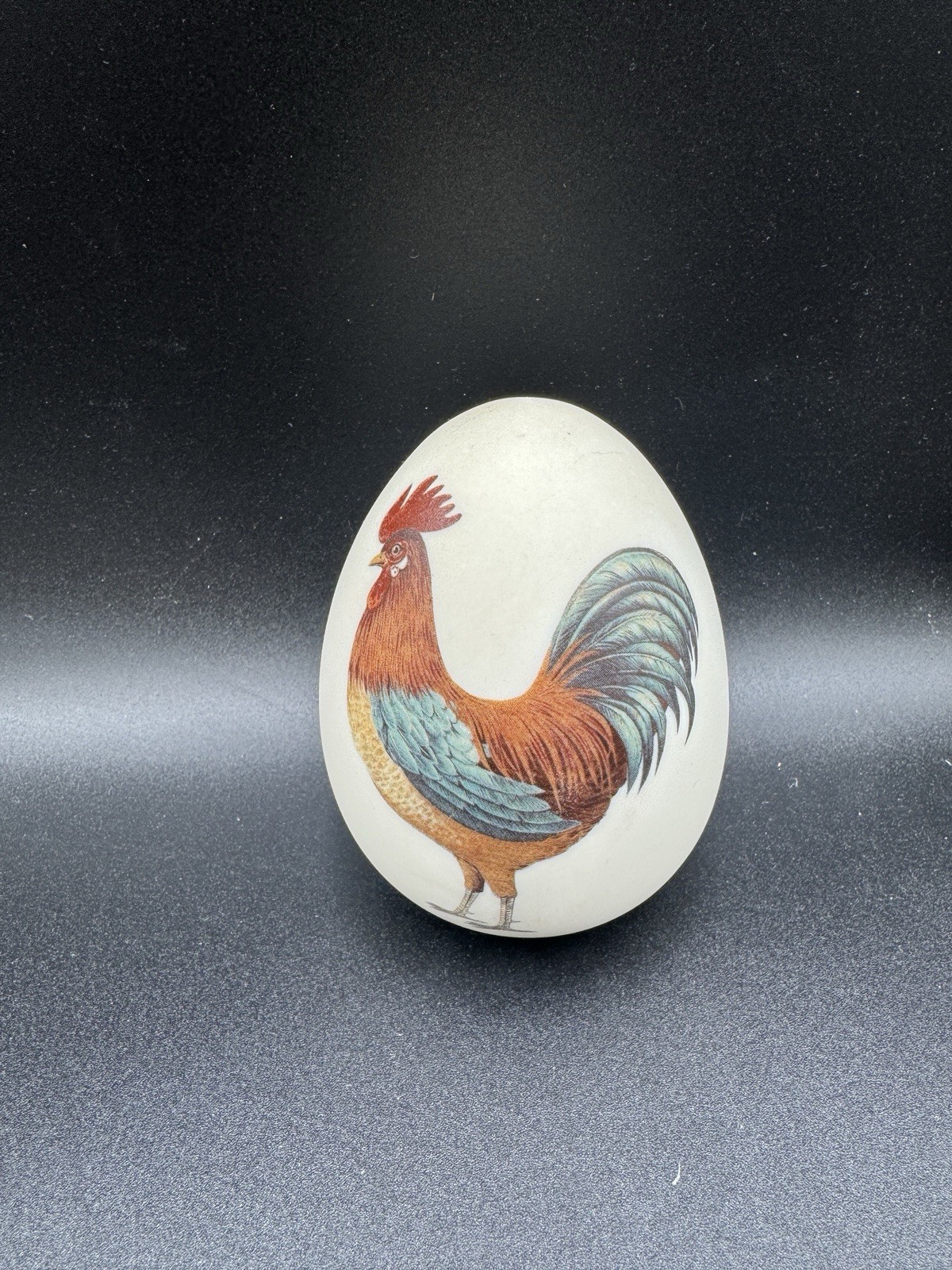 Large Egg With Rooster Design 3”Ceramic French Country Cottage Core
