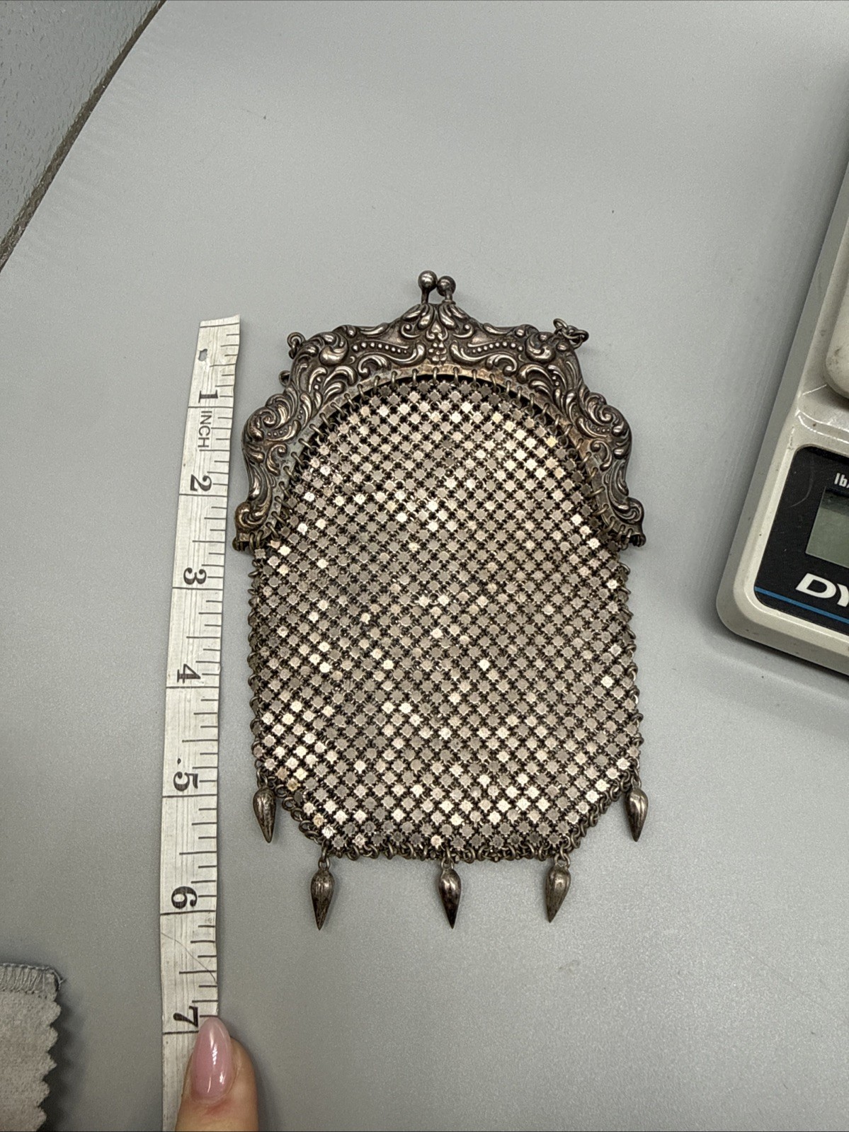 Amazing Antique Art Nouveau German Silver Purse Pouch Mesh Chainmail NICE