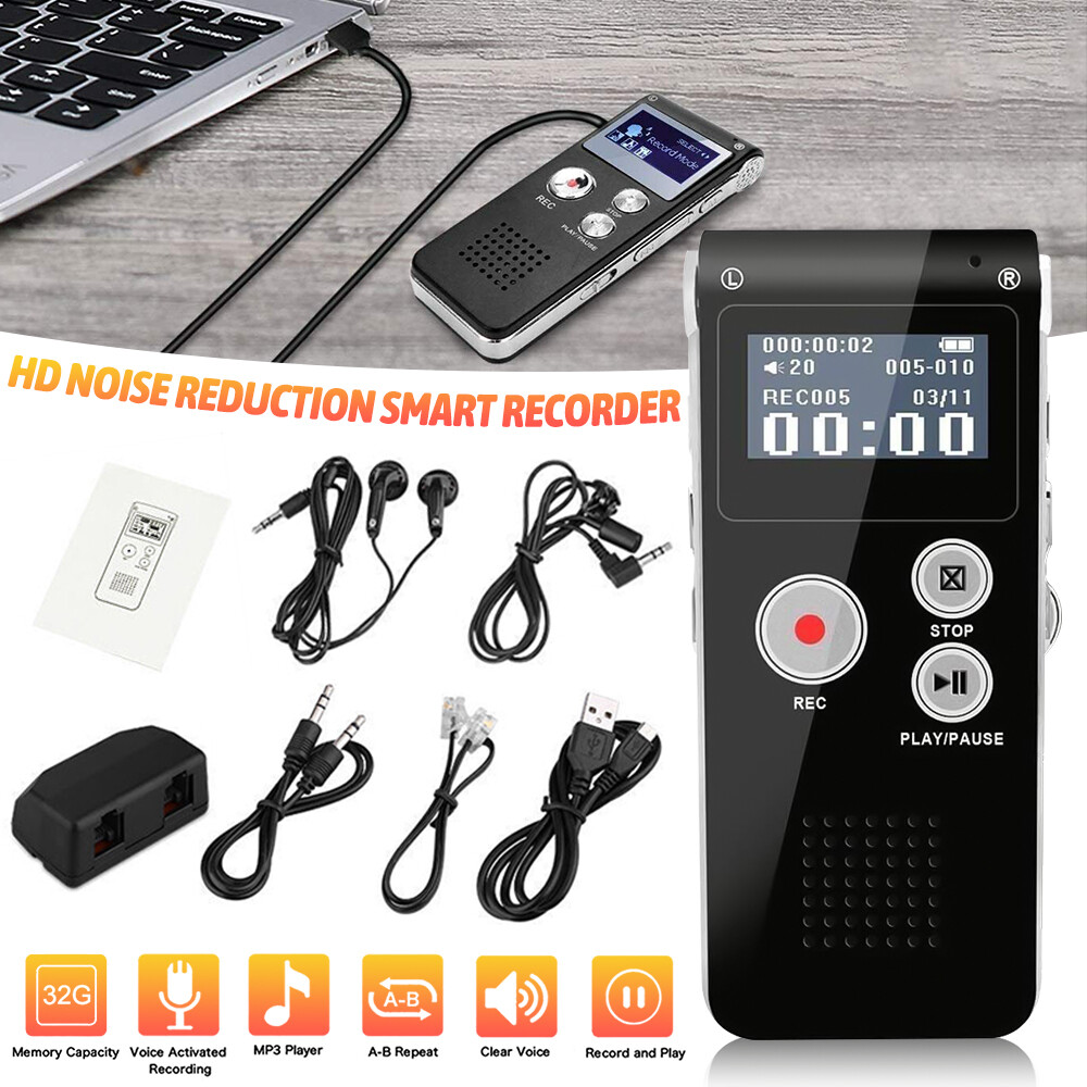 32GB Grabadora Espia De Voz Audio Digital Microfono Grabacion Grabador De Audio