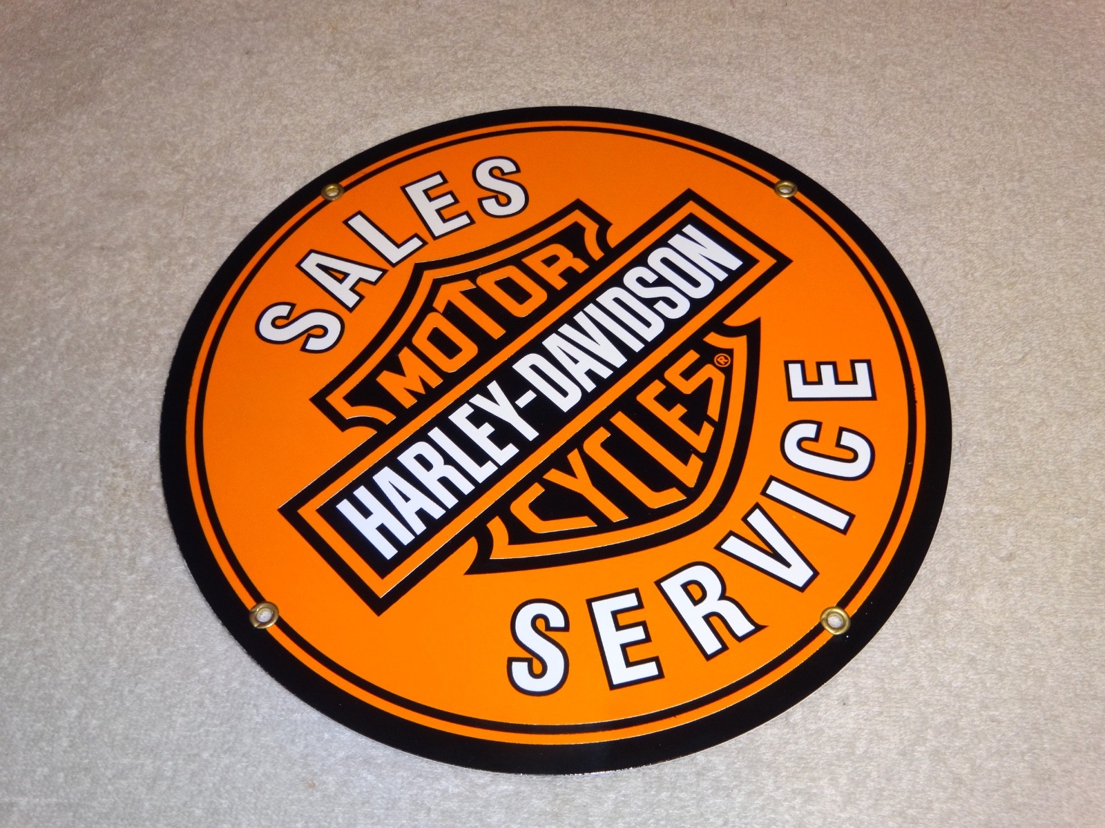 VINTAGE HARLEY DAVIDSON MOTORCYCLE SALES SERVICE DEALER PORCELAIN GASOLINE SIGN!