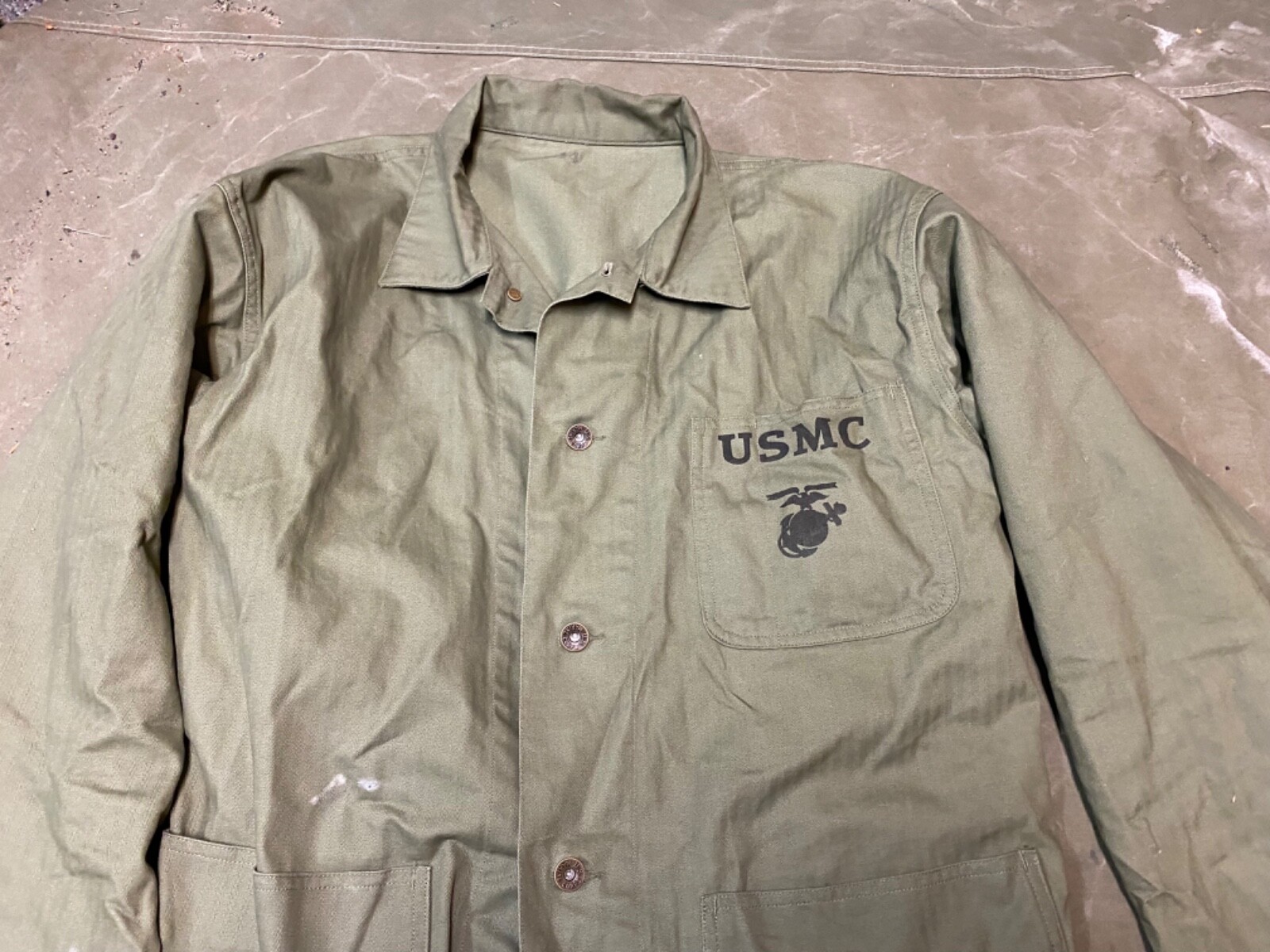 WWII US USMC MARINE P1941 P41 COMBAT FIELD HBT JACKET-SIZE LARGE 44R