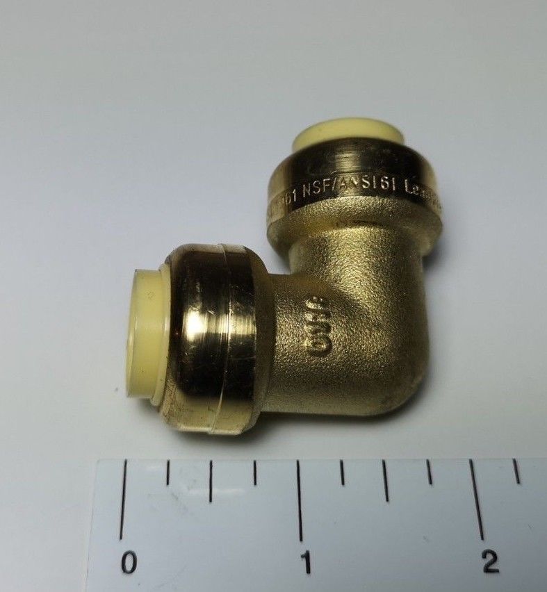 5 PIECES 1/2" X 1/2" PUSH FIT ELBOW FITTINGS - LEAD FREE BRASS