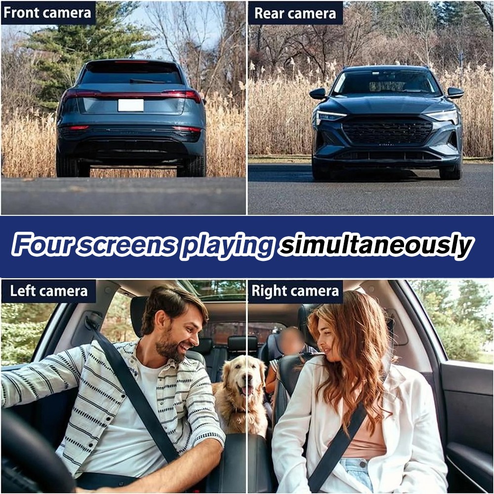 360° 4 Channel 1080P HD Car Dash Cam Front and Rear Inside Left Right + Camera
