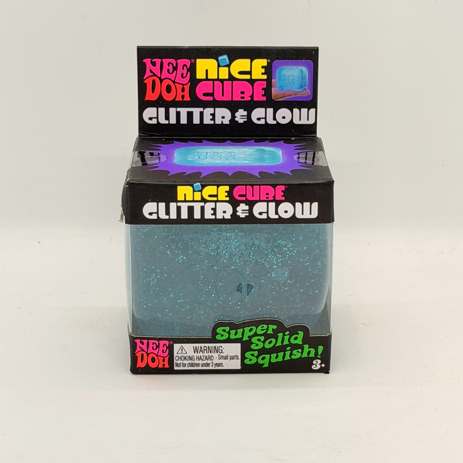Nee Doh Nice Cube Ice Glitter & Glow Stress Fidget Toy Solid Squish Sensory Cube