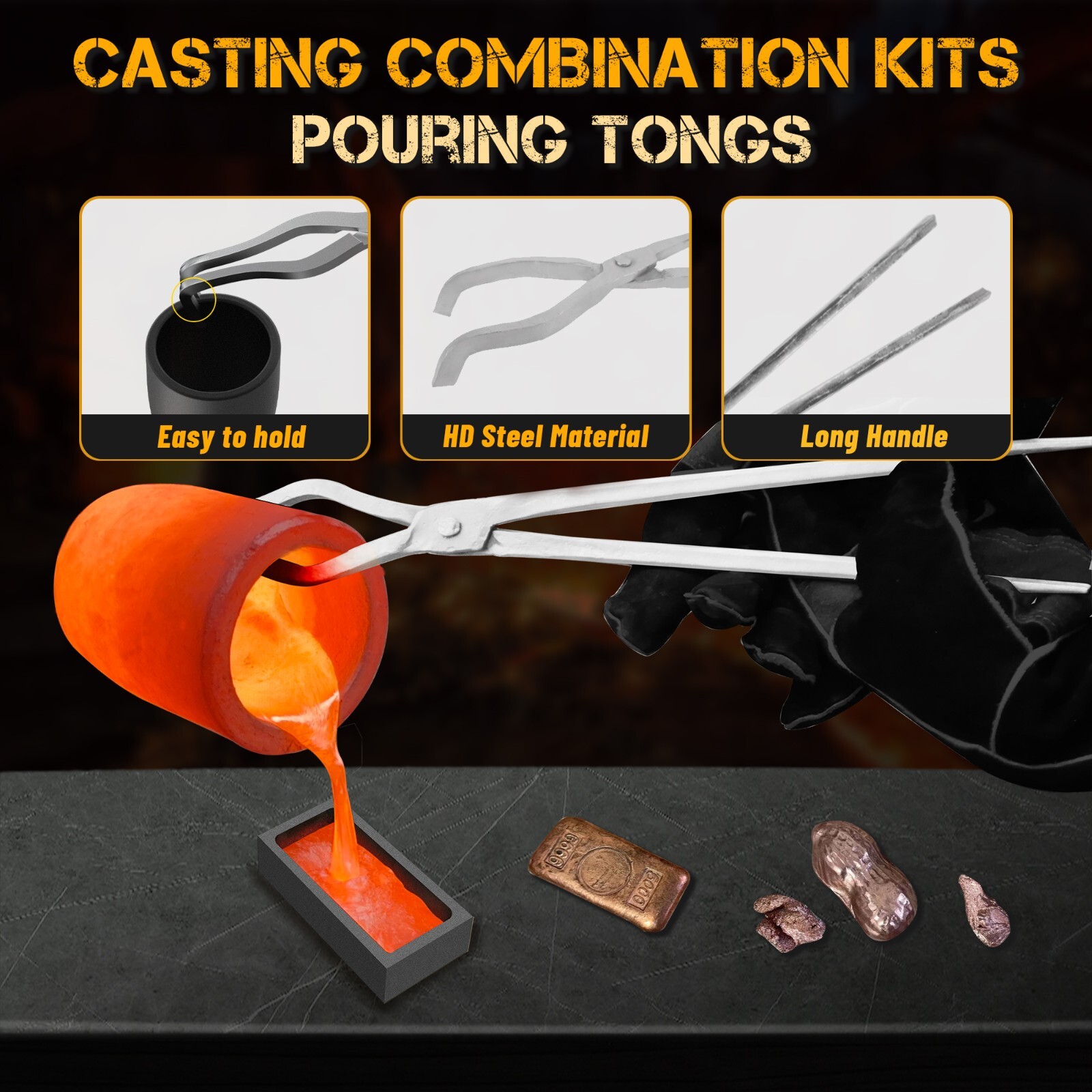 CANALHOUT 9KG/19.5lbs Propane Melting Furnace Kit with Two Tongs and Crucible