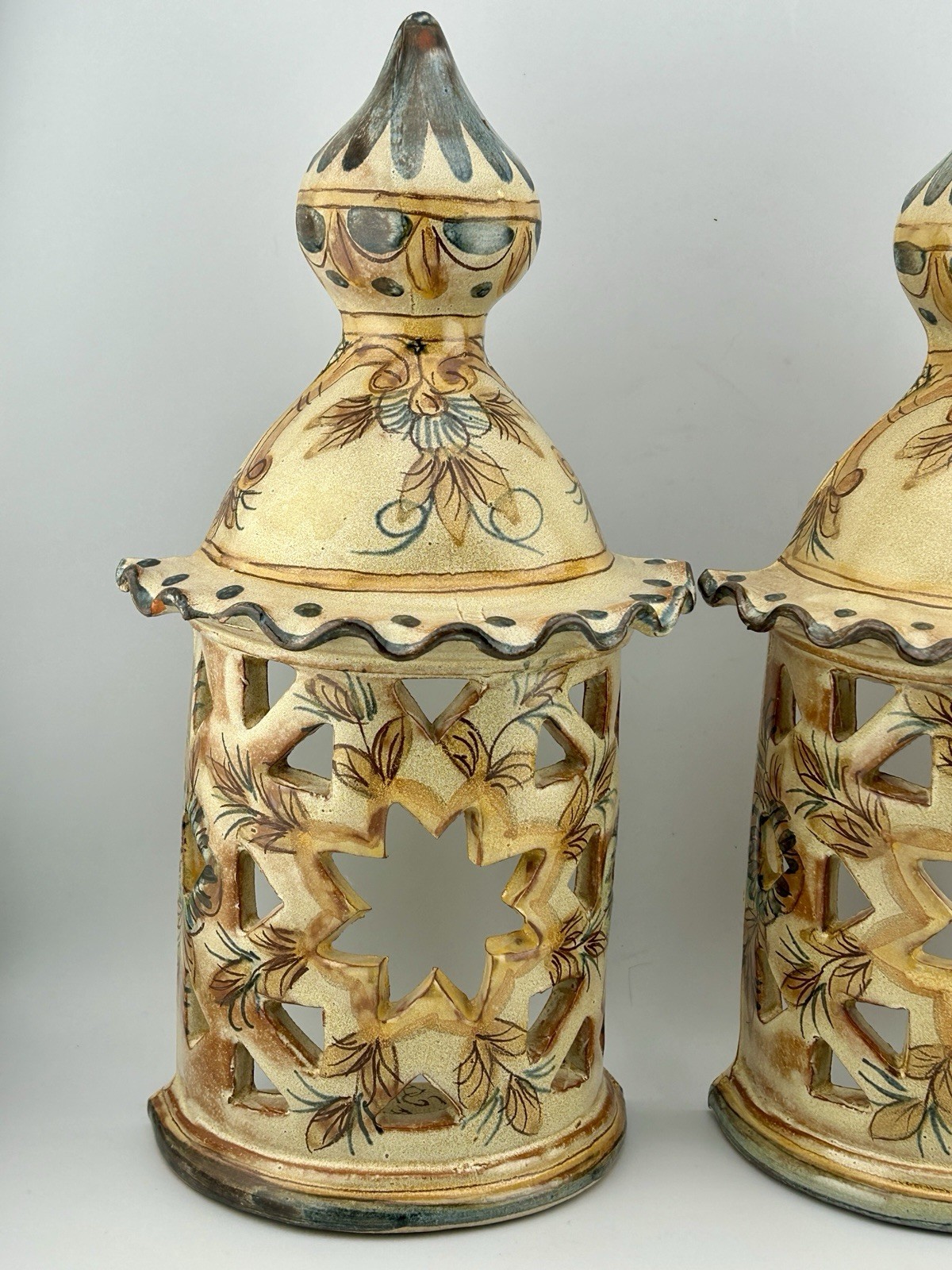 Vintage Portuguese Algarve Olaria de Almancil Pierced Ceramic Wall Lantern Alice