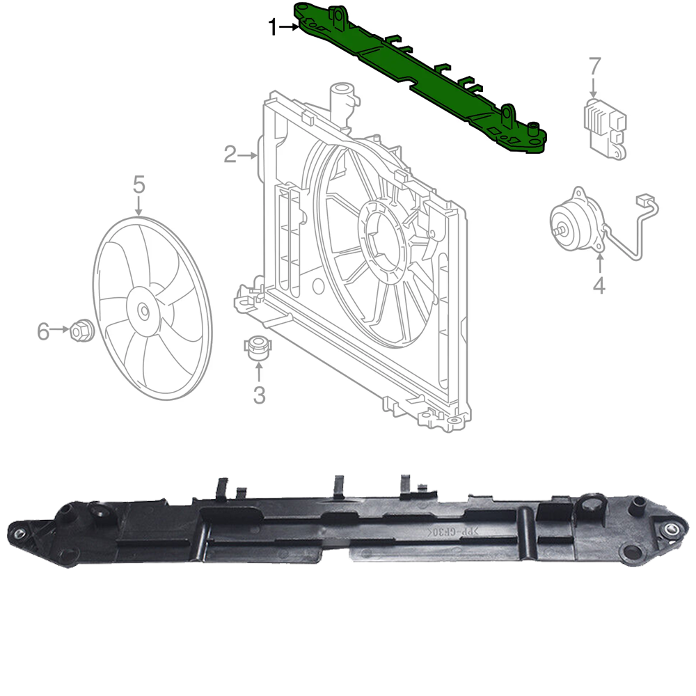 Fit 2009-2013 Toyota Corolla 1.8L Radiator Condenser Cooling Fan Bracket Cover