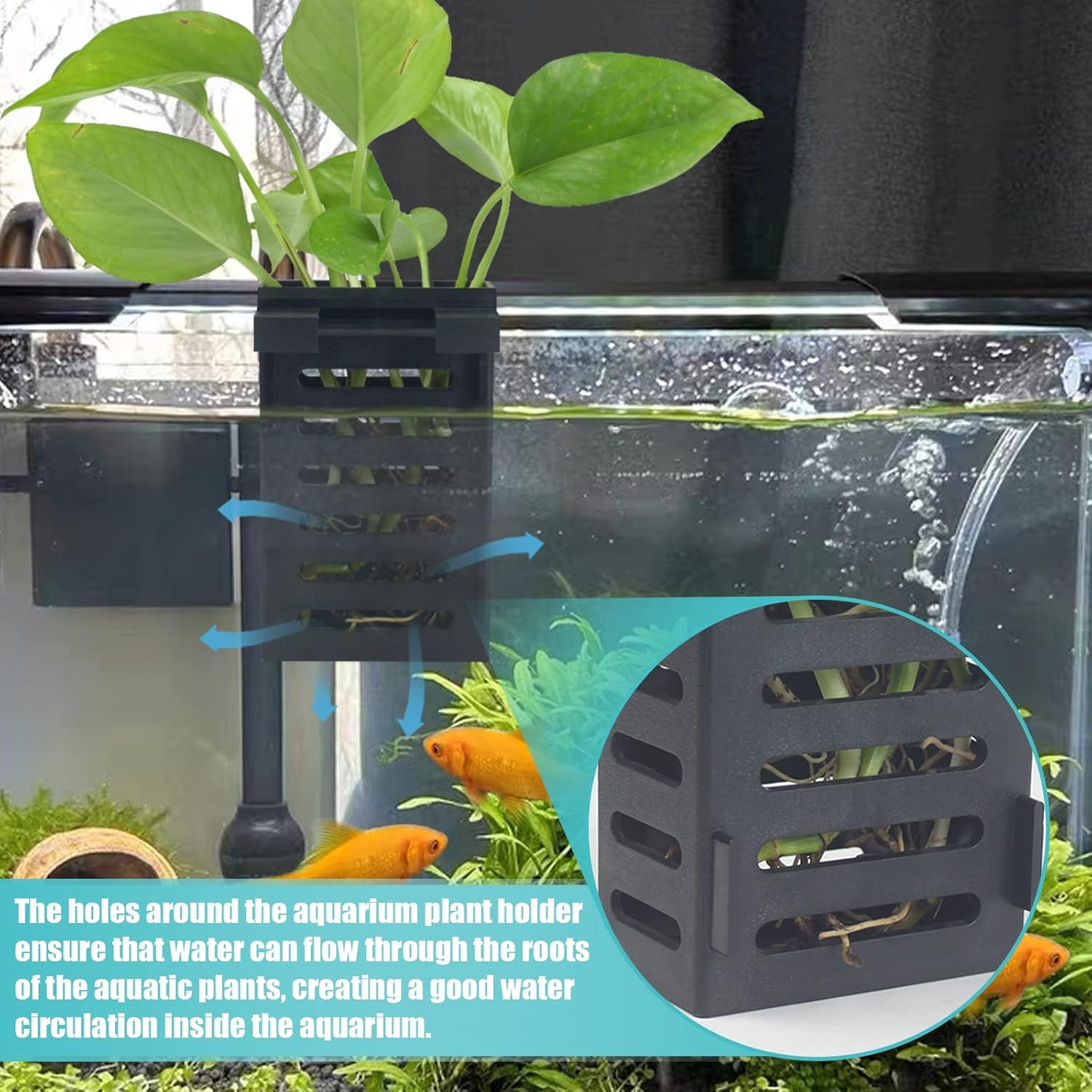4 Pcs Aquarium Plant Holder, Fish Tank Plant Holder with Hooks and Suction Cups,