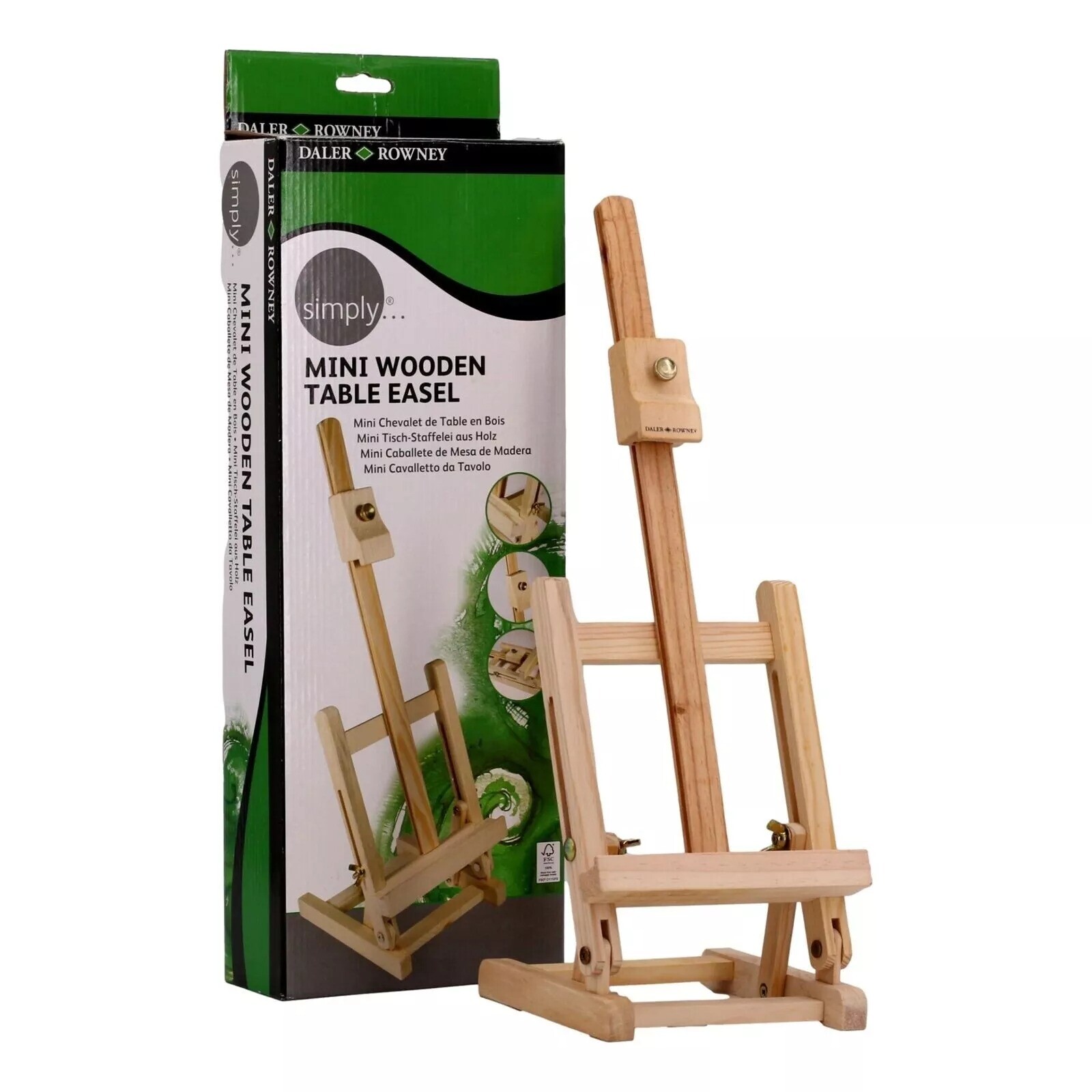 Daler Rowney Simply Mini Table Display Easel For Up To 12 Inch Canvas Light Wood