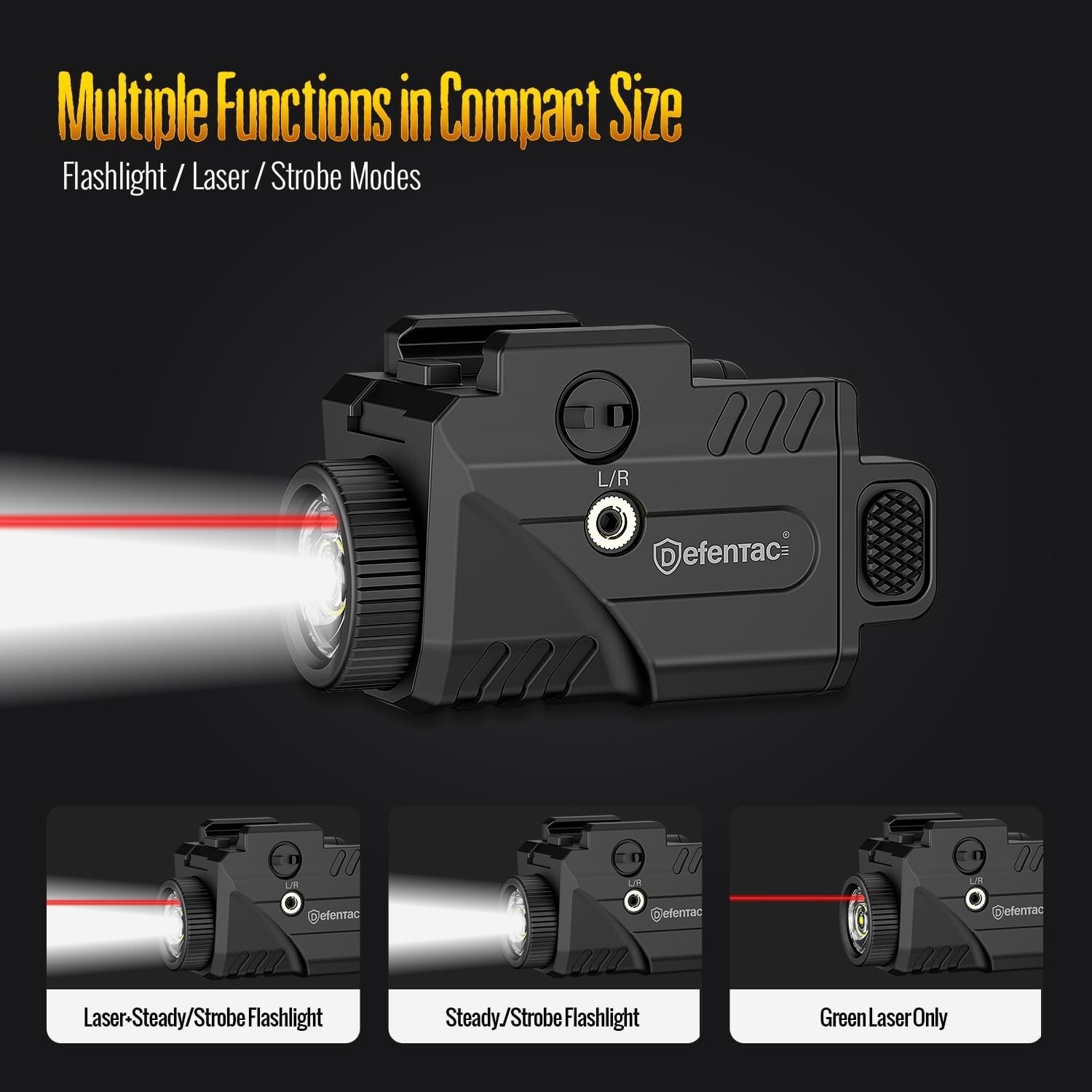 DEFENTAC Magnetic Charging 600lm Flashlight & Red Laser Sight for Picatinny Rail