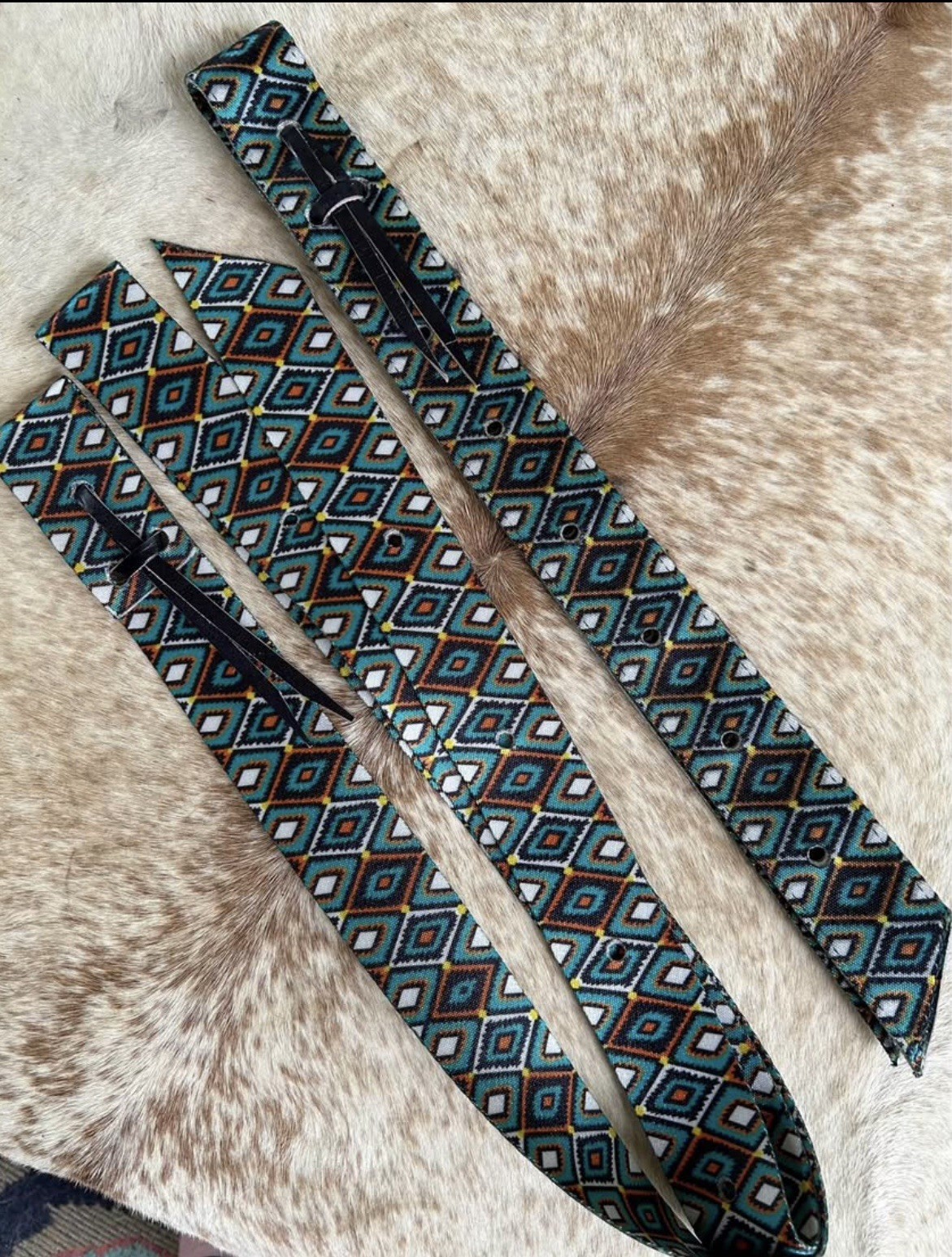 TEAL Colorful Design Nylon Western Saddle Cinch Tie Strap & Off Billet SET Tack