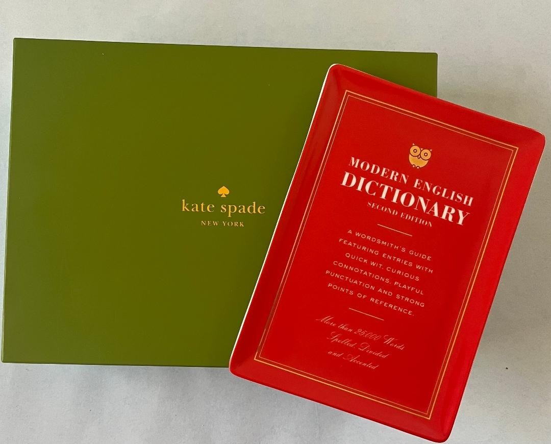 Kate Spade Red Vanity Jewelry Tray 6.75" Way w/Words DICTIONARY Theme Lenox New