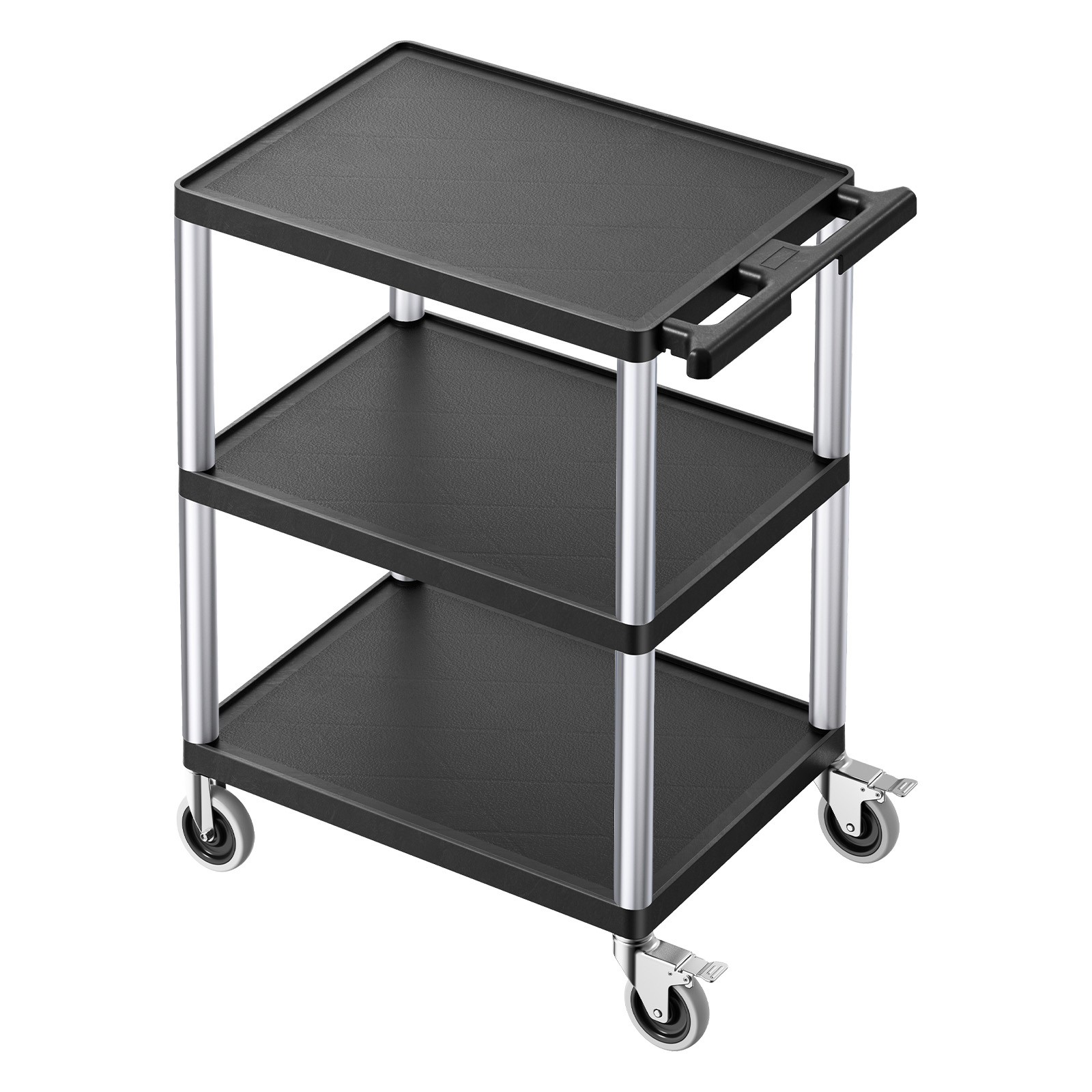 3-shelf Utility Cart 300 lbs 27.6 x 18.1-inch Service Cart with Wheels