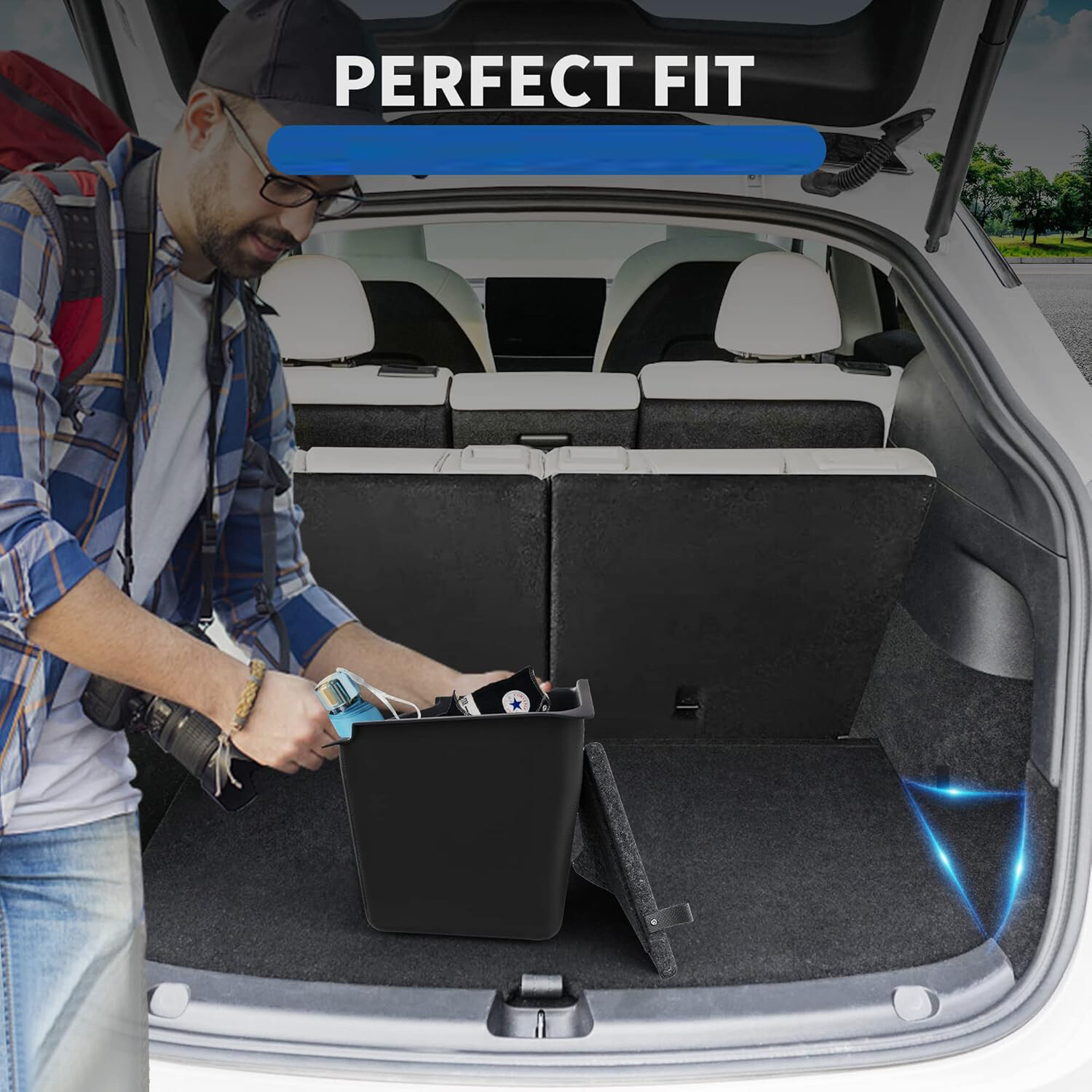 Rear Trunk Organizer Storage Bins W/Lids for 2022-2023 Tesla Model Y 5-Seater