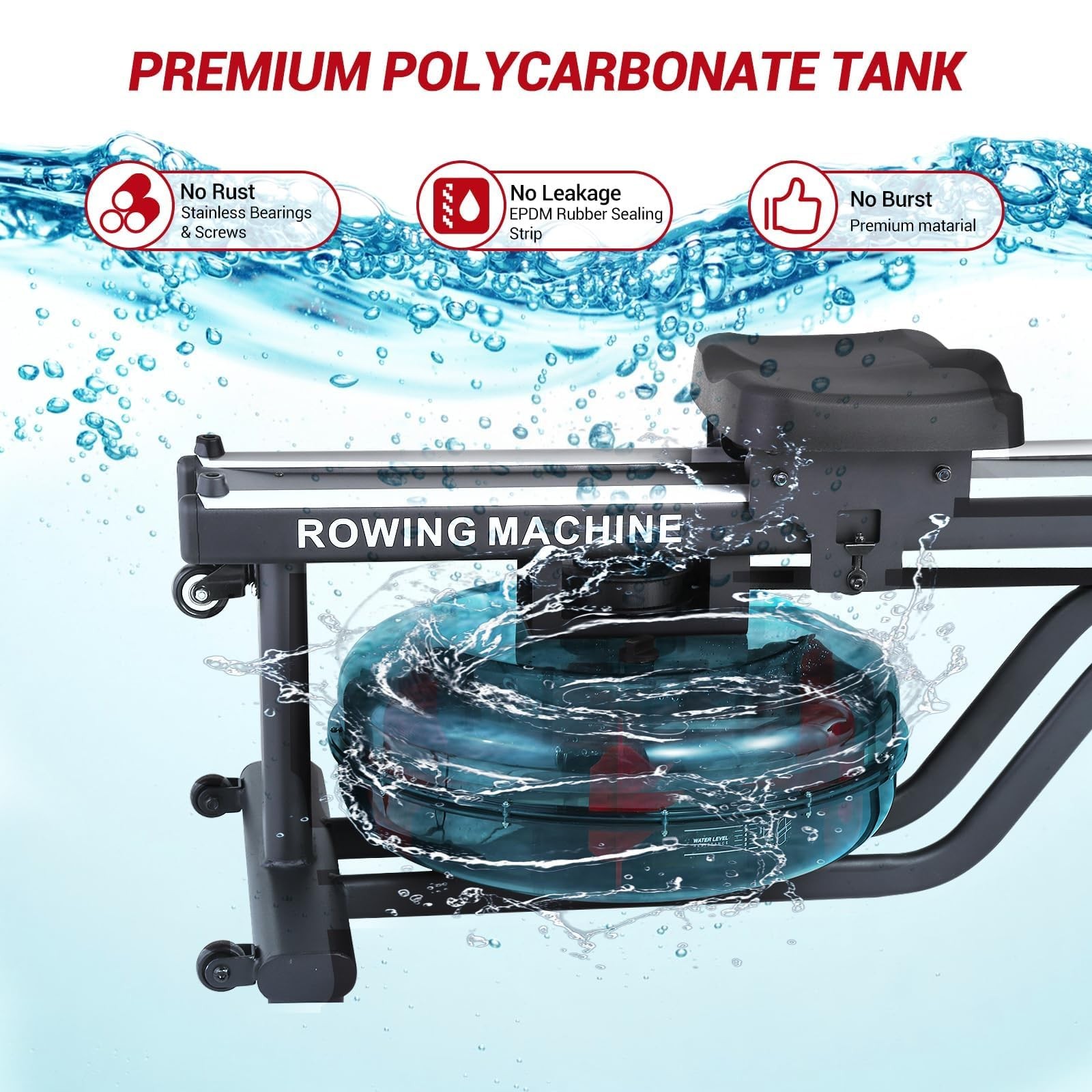 Water Rowing Machines ,380 LBS Foldable Rower Machine for Full Body Workout Home