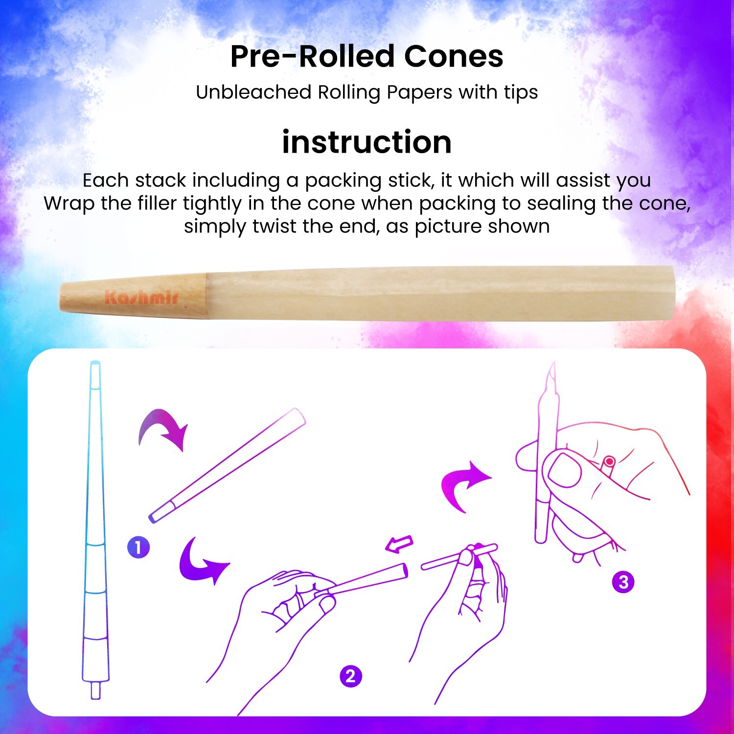 Pre Rolled Cones King Bamboo Rolling Papers Cone Slow Burning 200 Ct by Kashmir