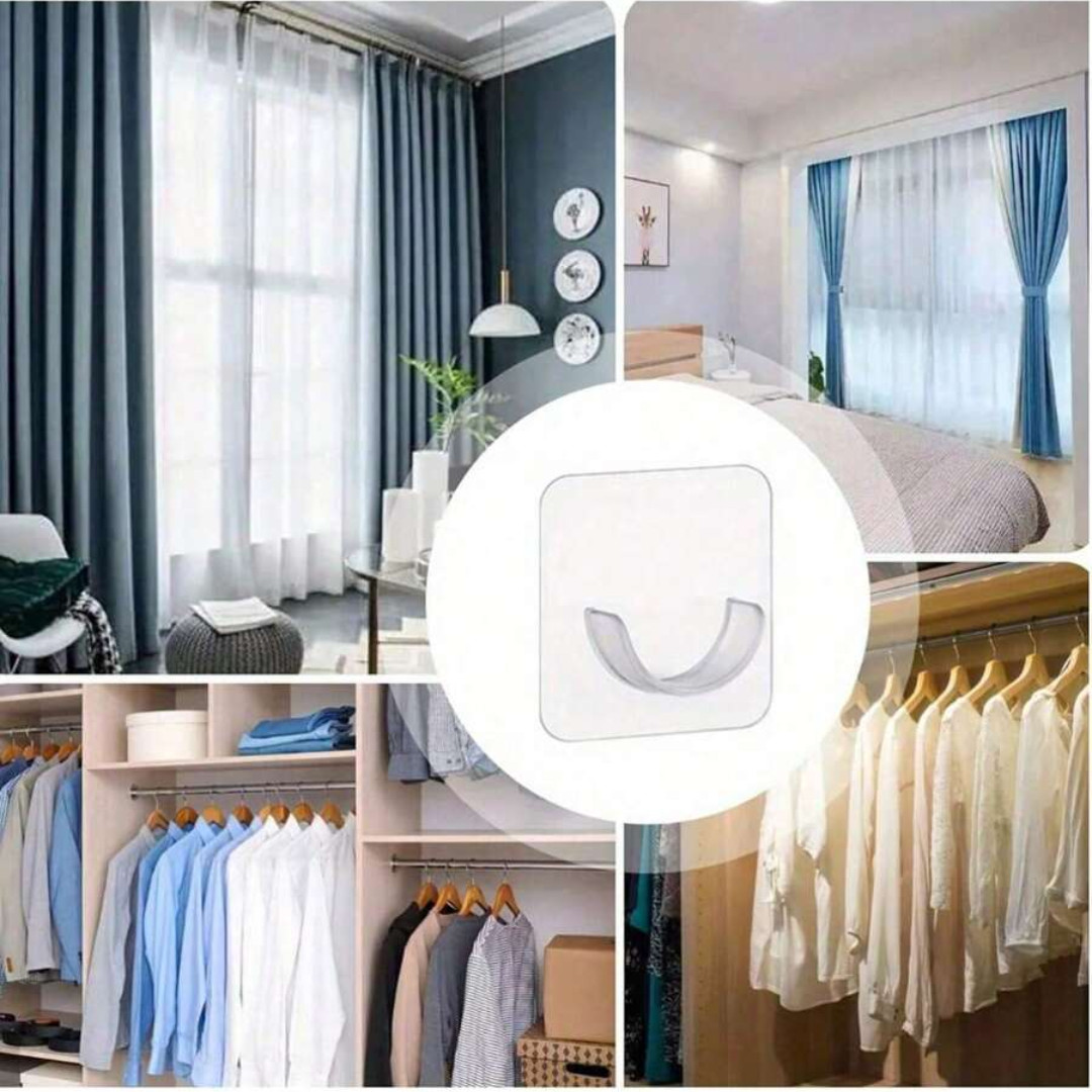 Adhesive Shower Curtain Rod Holder 4pcs Wall Mount Transparent Tension Bracket