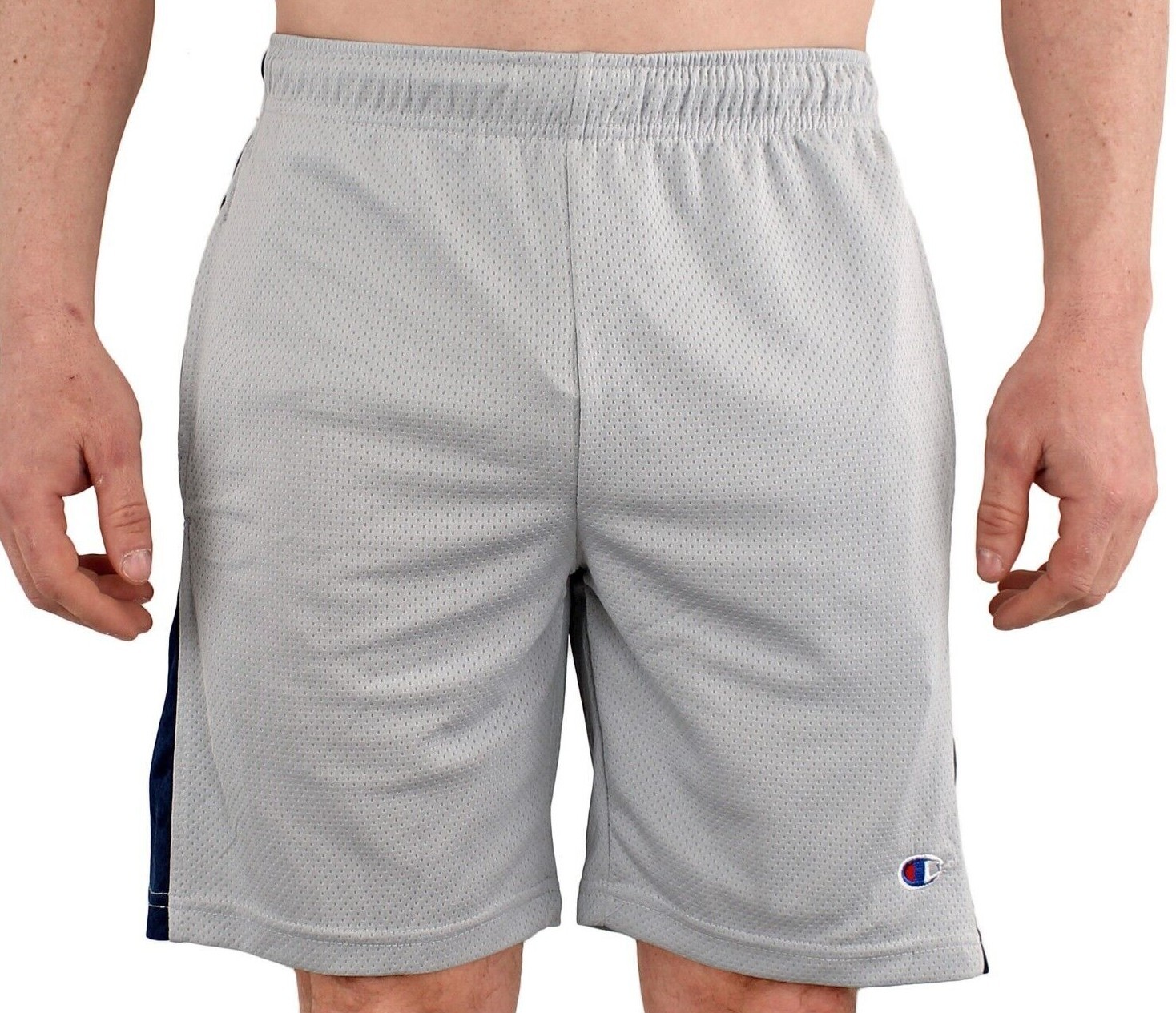 Champion Men's Basketball Workout Gym Shorts, 7.5" Inseam, Active Mesh Striped