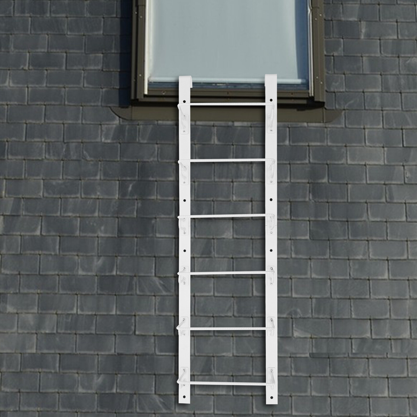 6-Steps Heavy-Duty Steel Window Well Ladder Egress Ladder Window Well Ladder