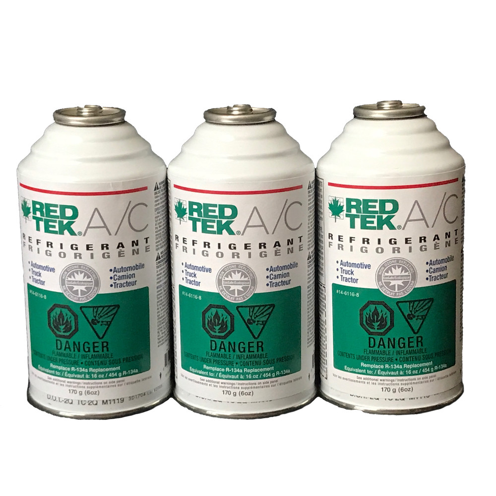 3 CANS - REDTEK A/C Refrigerant (6 Ounce Cans)