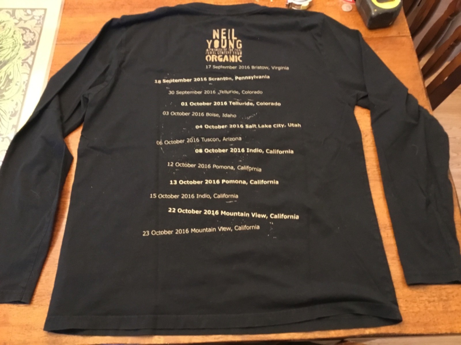 Neil Young Promise Of Real Tour Shirt 2016 L Large Telluride Shoreline XL poster