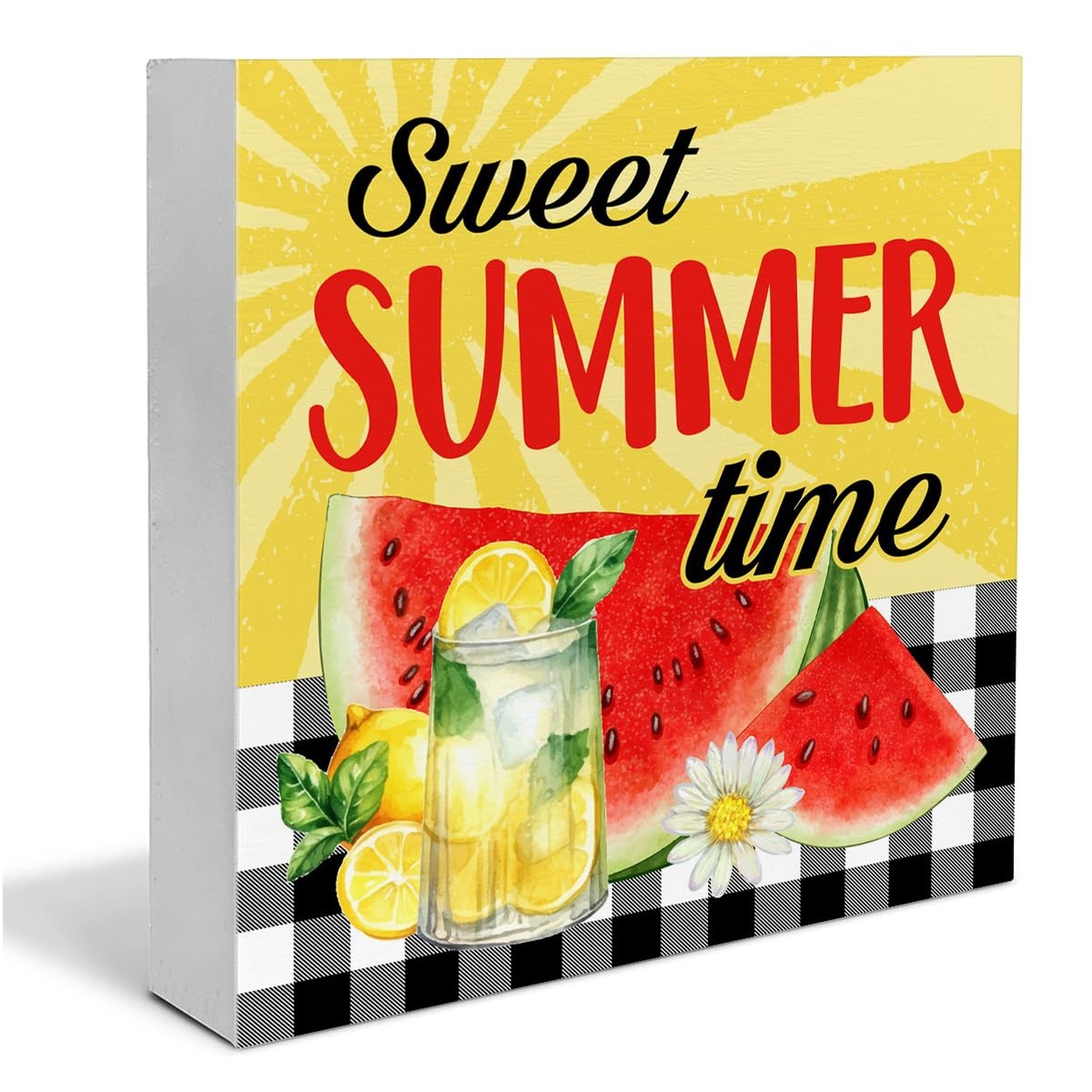 Summer Decor, Summer Decorations For Home, Watermelon Lemon Wooden Sign Decor...