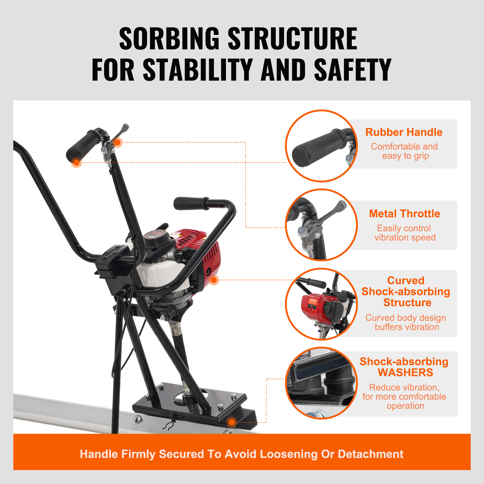 VEVOR Power Screed Gas Concrete Finishing Float with 8ft Blade Board 4 Stroke