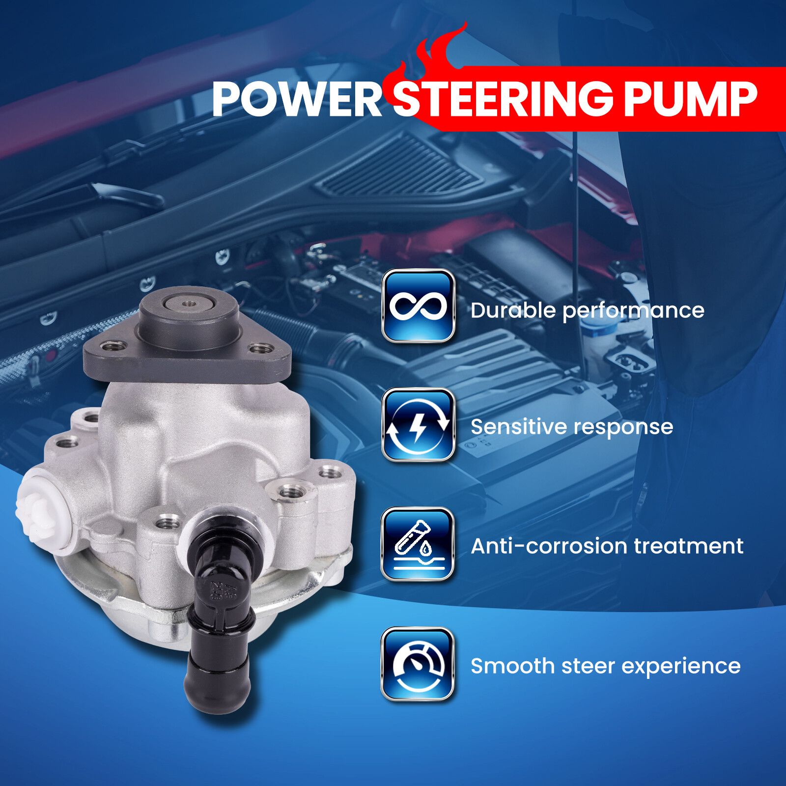 Power Steering Pump for 00-06 BMW 323i 325i 328Ci 330i 330Ci 2.5L 2.8L 3.0L