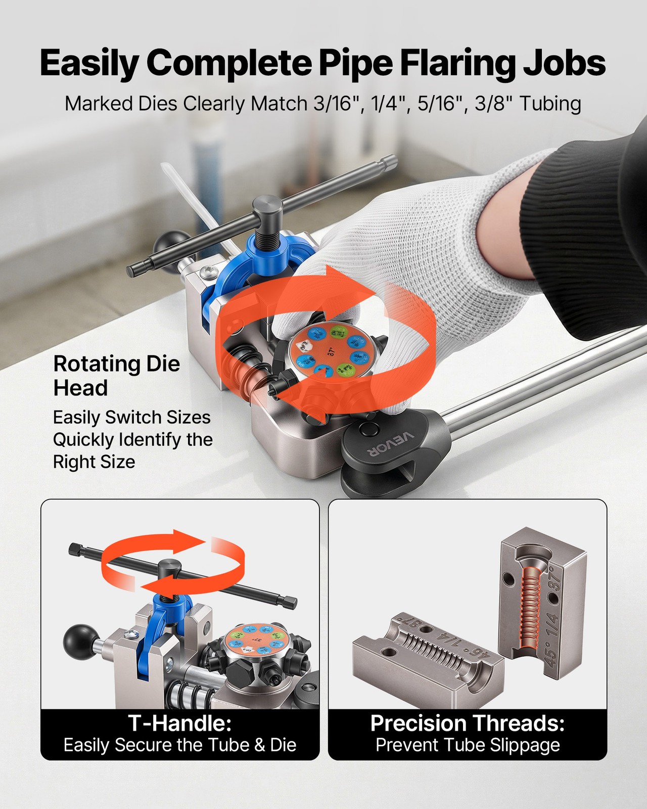 VEVOR Professional Brake Line Flaring Tool 45° & 37° Double Bubble Flaring