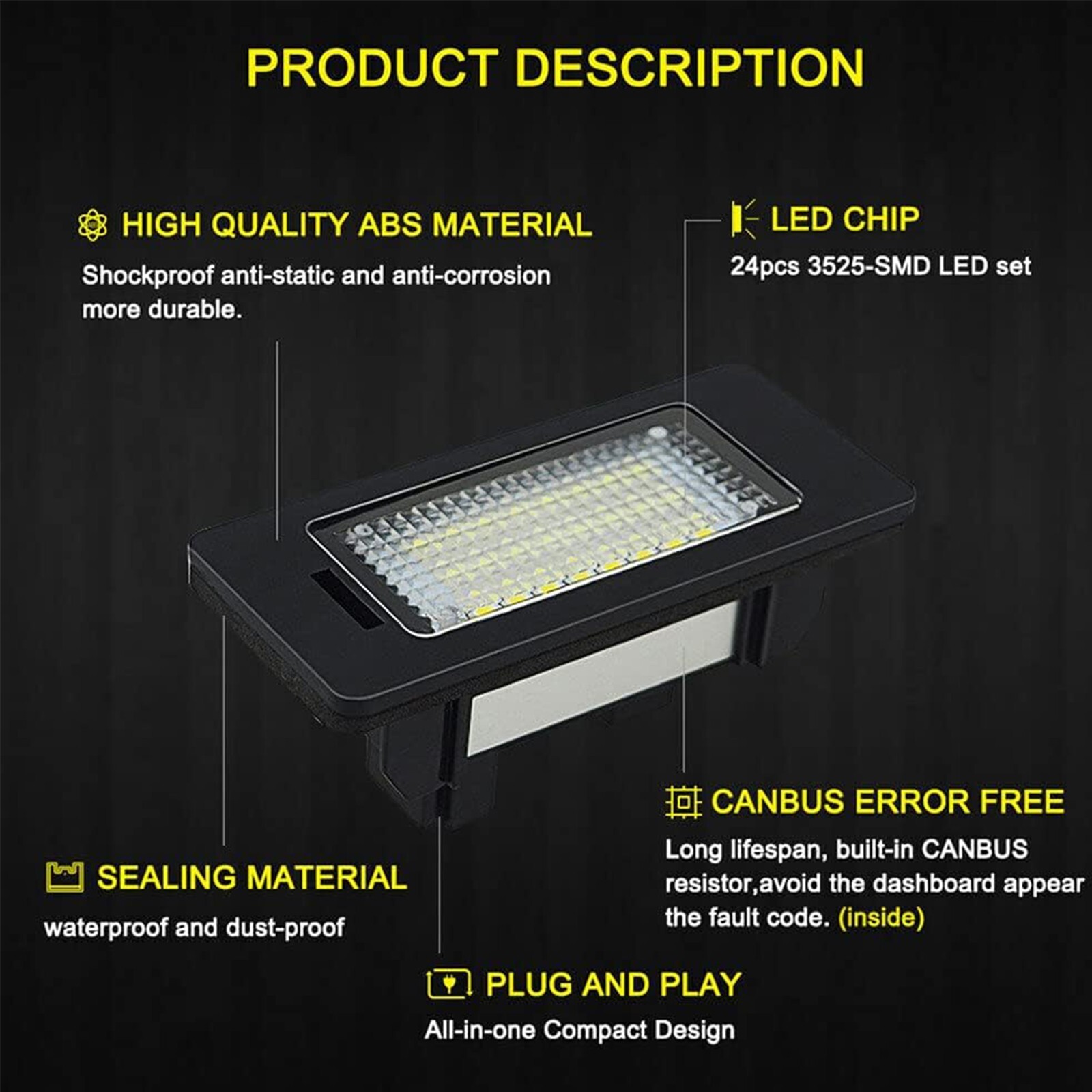 2x LED License Plate Light Tag Lamp Assembly White Canbus For BMW X1 X3 X4 X5 X6