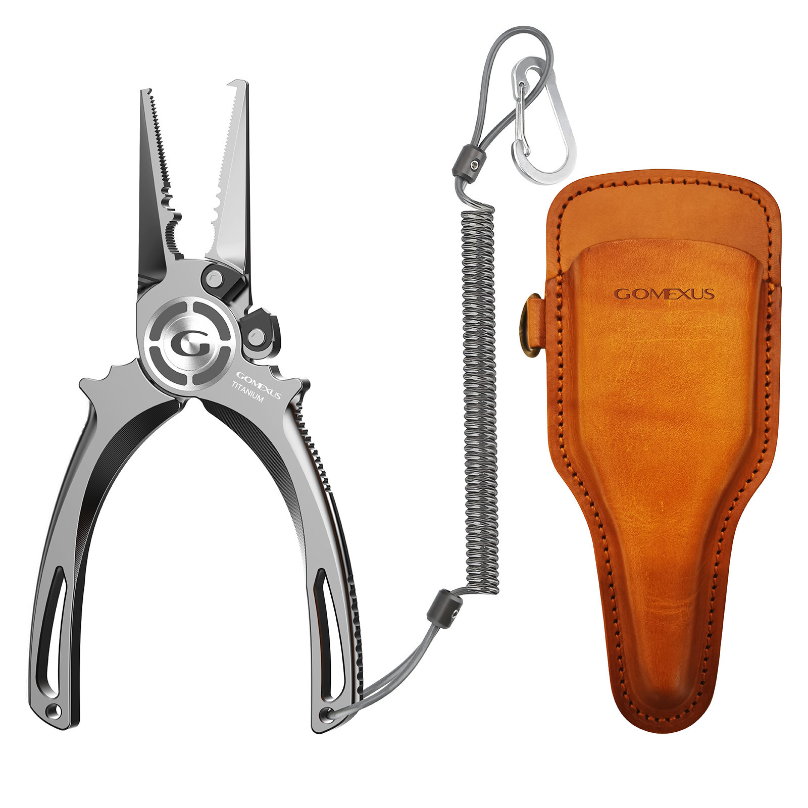 Gomexus Never Rust Titanium Fishing Plier 7''  Leather Sheath Lifetime Warranty