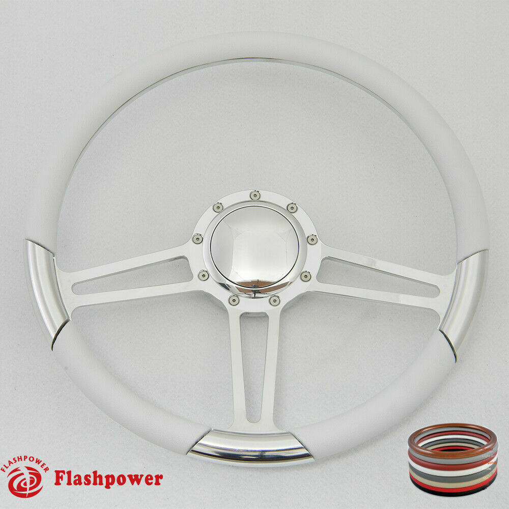 15.5" Polished Billet Steering Wheel Black Half Wrap Firebird Chevy