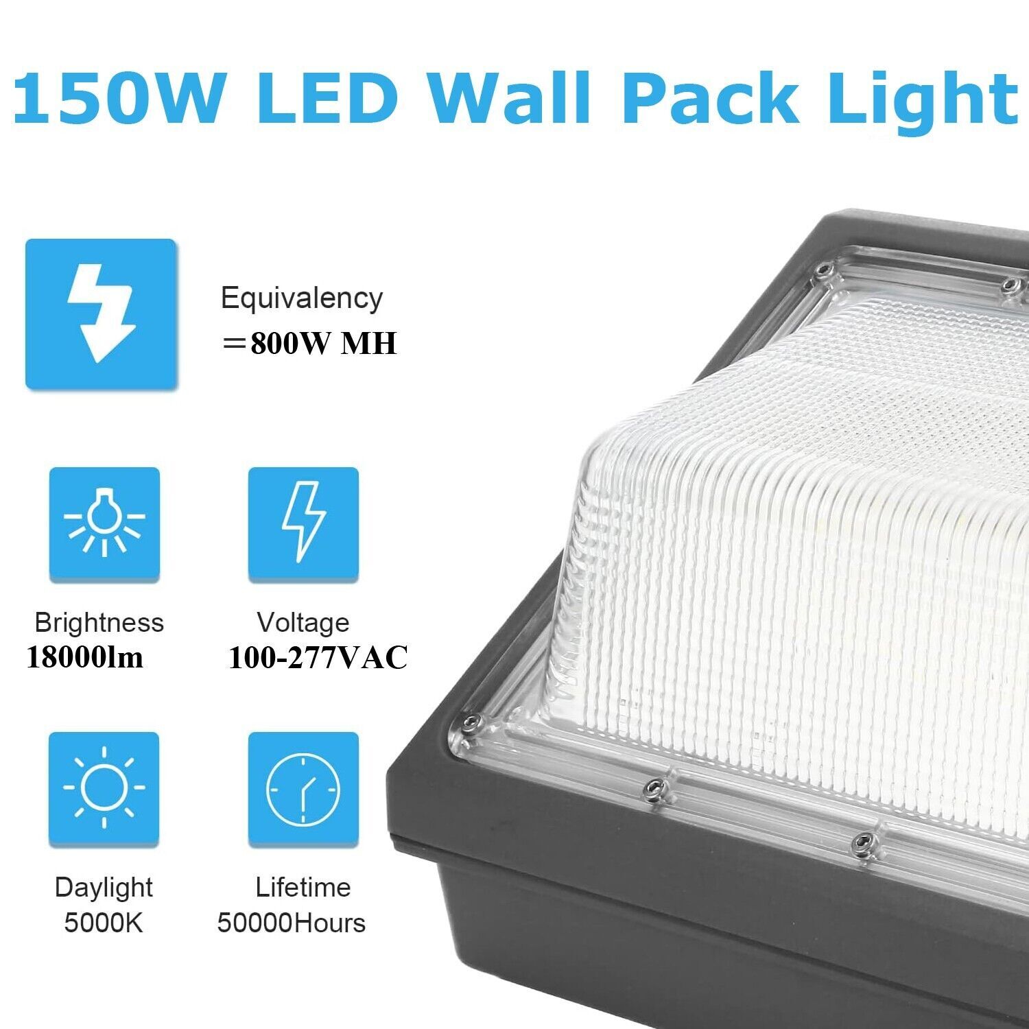 2Pack 150W Led Wall Pack Light Dusk to Dawn Commercial Outdoor Security Lighting