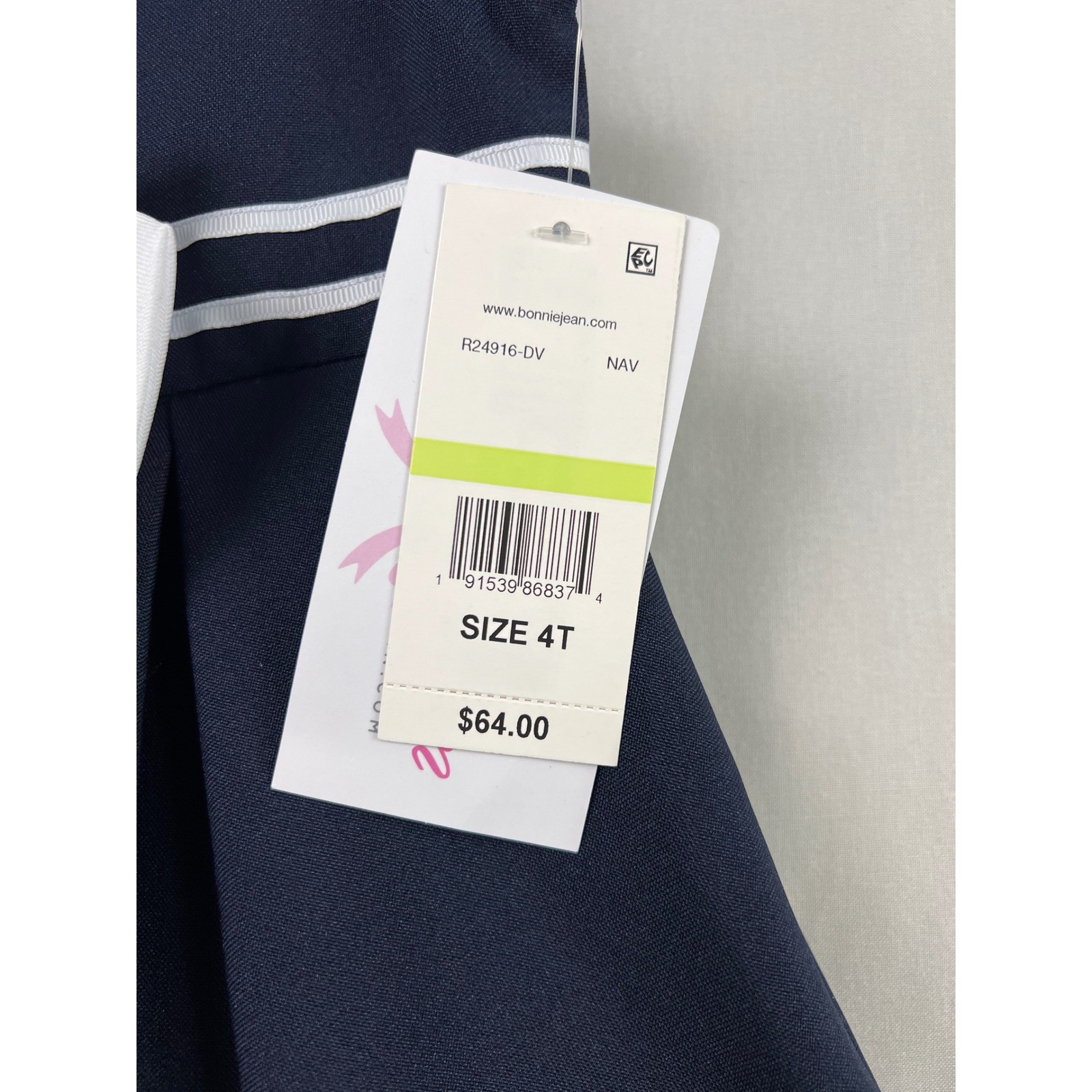 Bonnie Jean Dress Kids 4T Navy Blue Nautical Bow Peter Pan Collar Easter Party