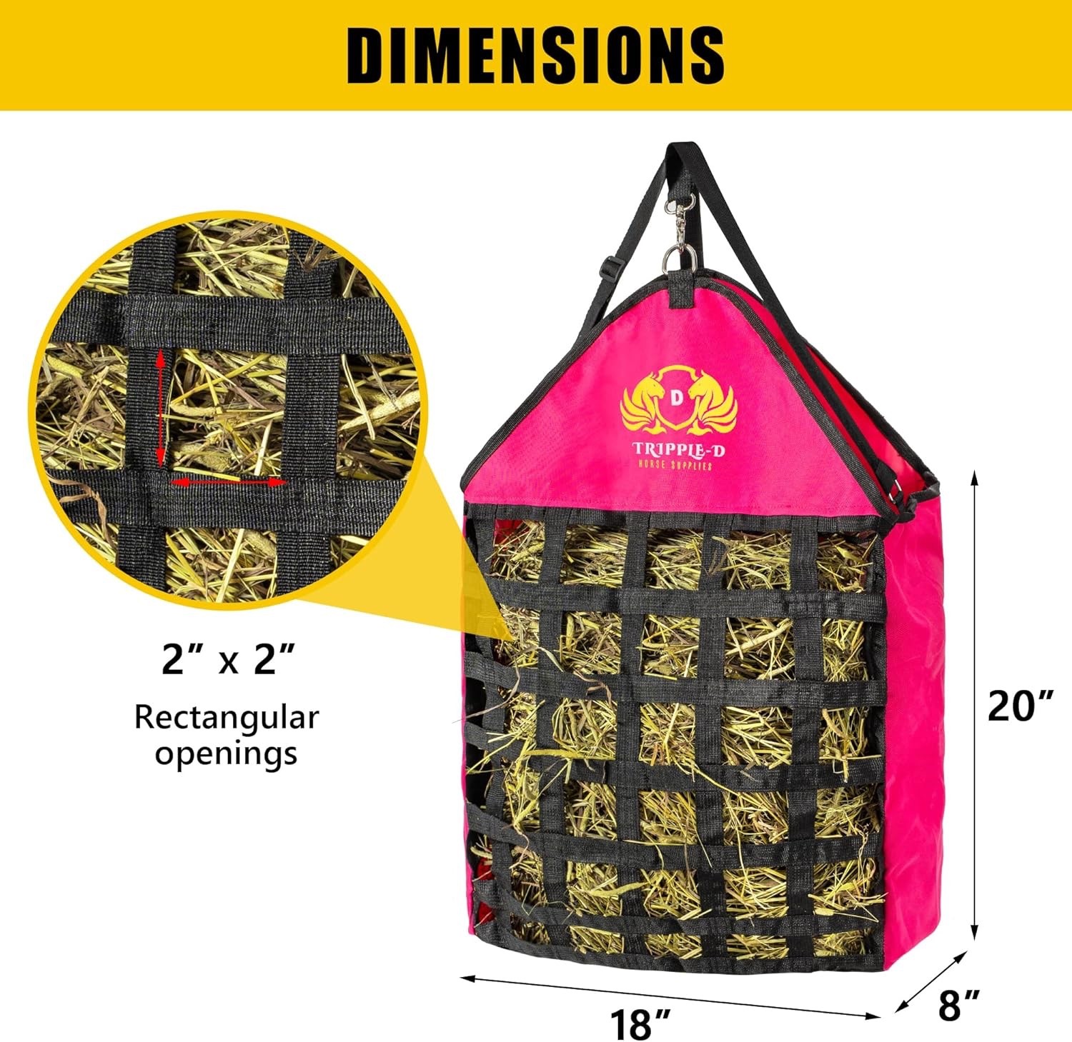 Tripple-D Horse Supplies top Loading Slow Feeder hay Bag Equipment Horses Goats