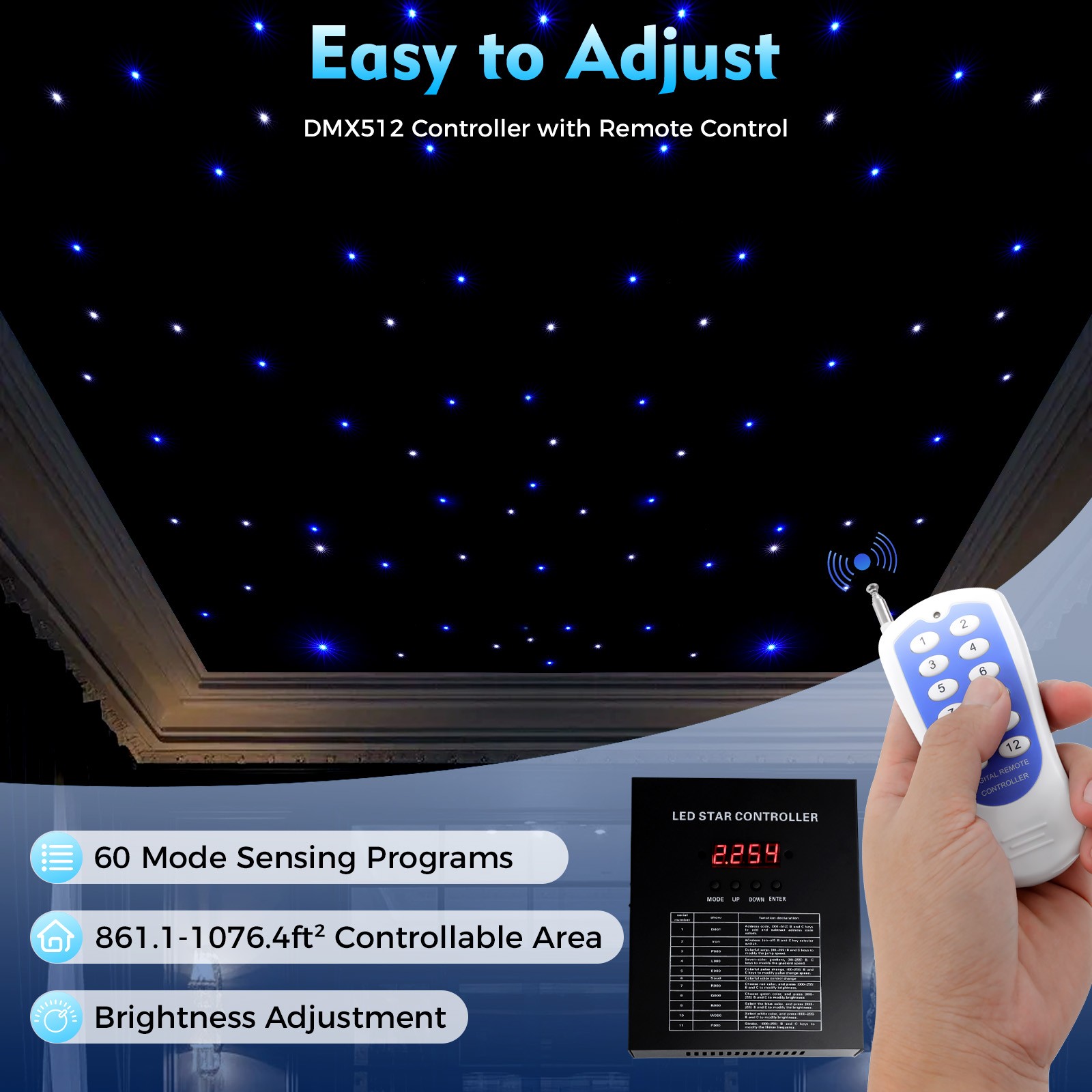 LED Star Stage Backdrop Star Curtain DMX512 Background Starry Sky W/ Controller