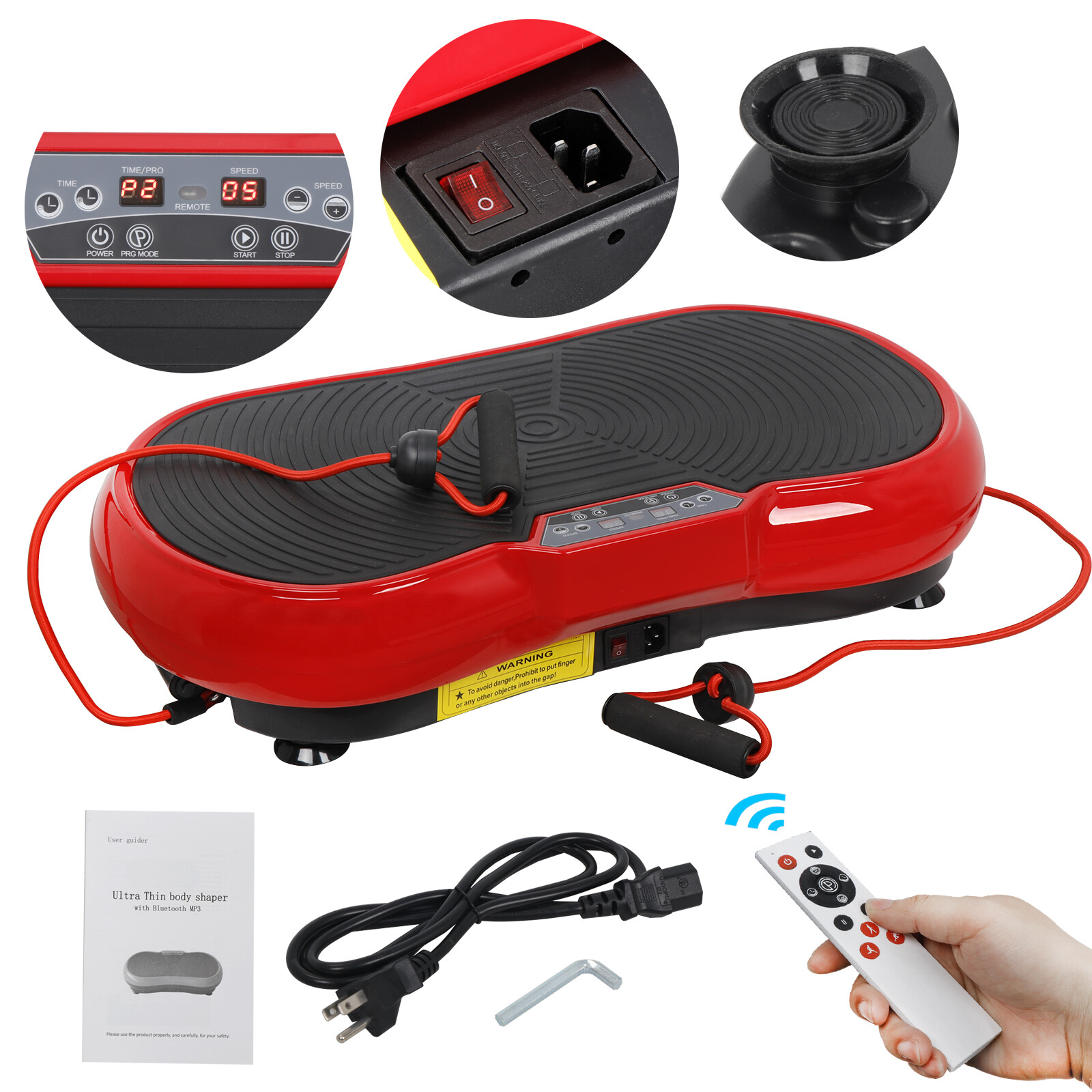 Vibration Platform Machine Crazy Fit Massage Full Body Fitness W/Bluetooth Red