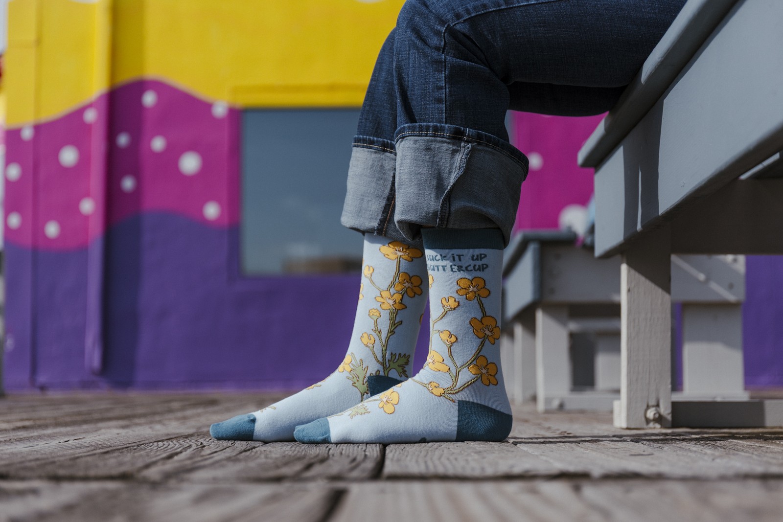 Suck It Up Buttercup Socks Funny Sarcastic Flower Graphic Novelty Footwear for