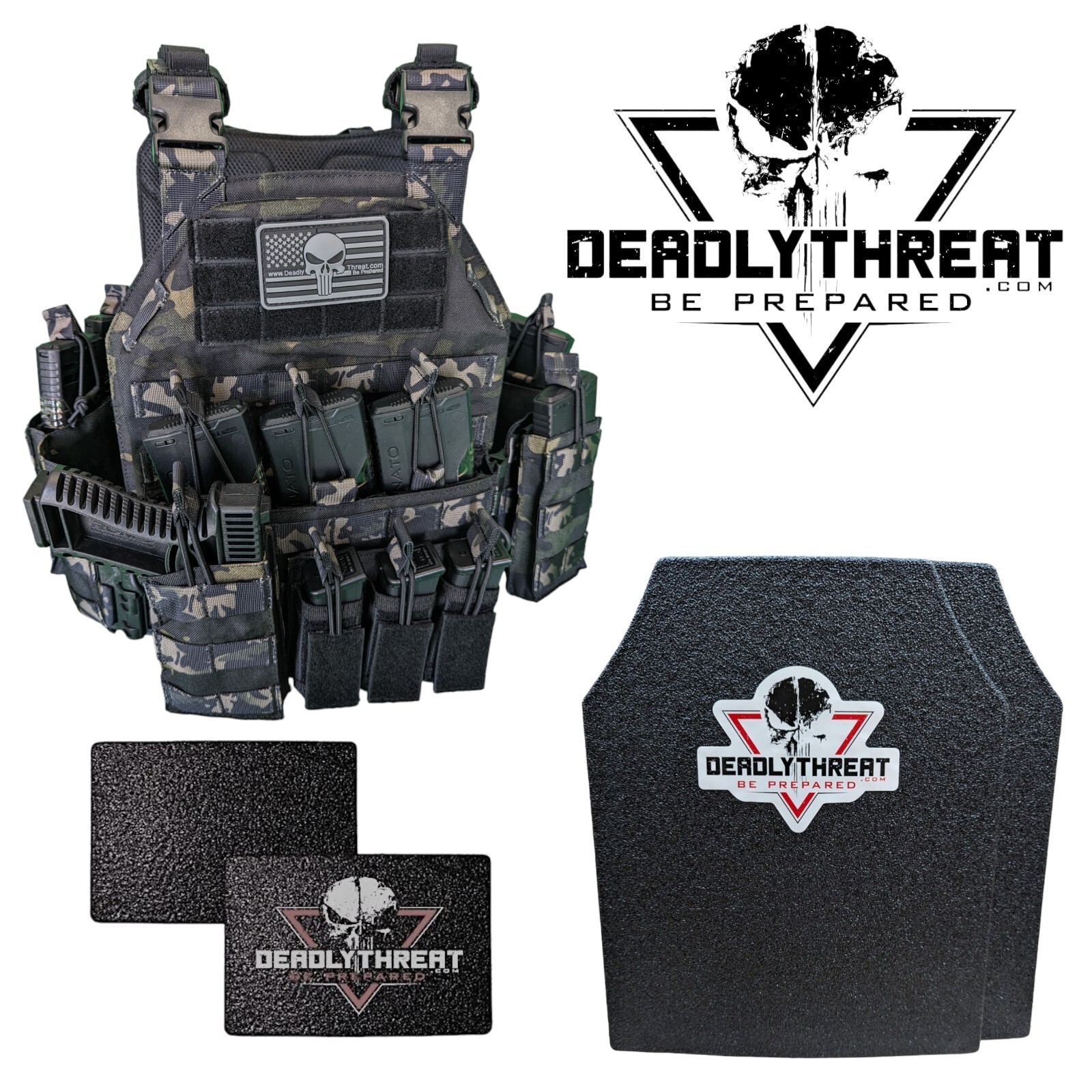 Urban Assault Ghost Camo Tactical Vest Plate Carrier With Level III Armor Plates