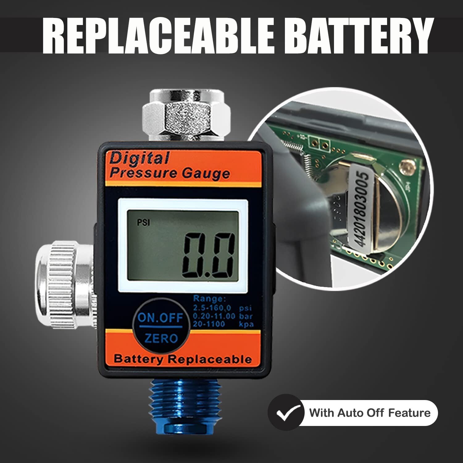 LE LEMATEC Digital Air Compressor Pressure Regulator and Gauge with LED Displ...