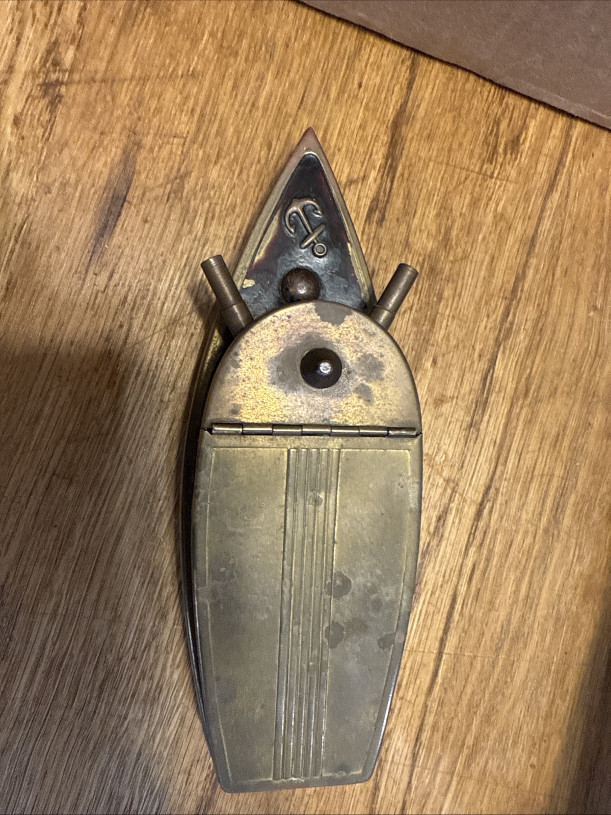 Snuff/Cigarette Box. U.S. Naval Gunboat Copper Dimpled. Rare WW1!! 1940’s