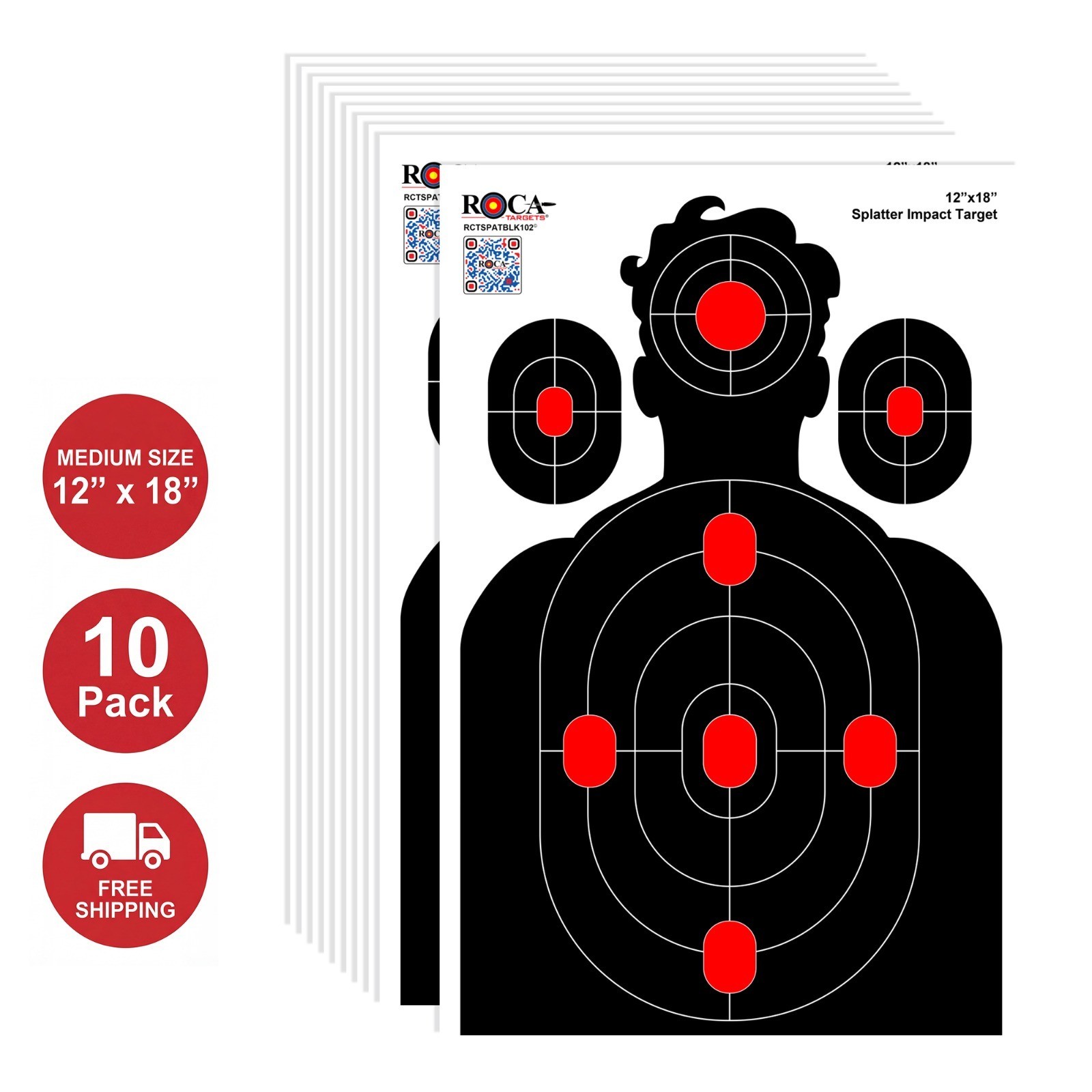 Splatter Target, Reactive Silhouette Impact Target, M 12x18" 10 Pk